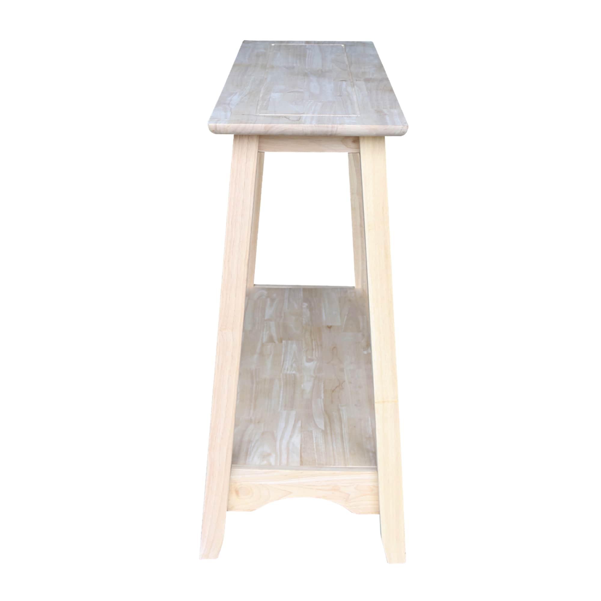 Shaker Console Table Unfinished - International Concepts: Solid Wood, Farmhouse Style, Entryway Storage