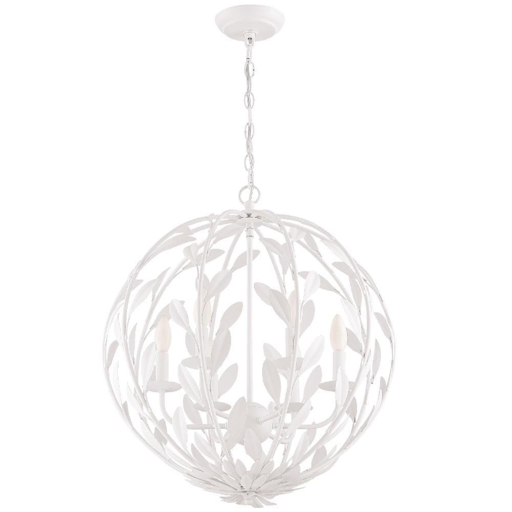 Mini Elegance 6-Light Matte White Floral Chandelier