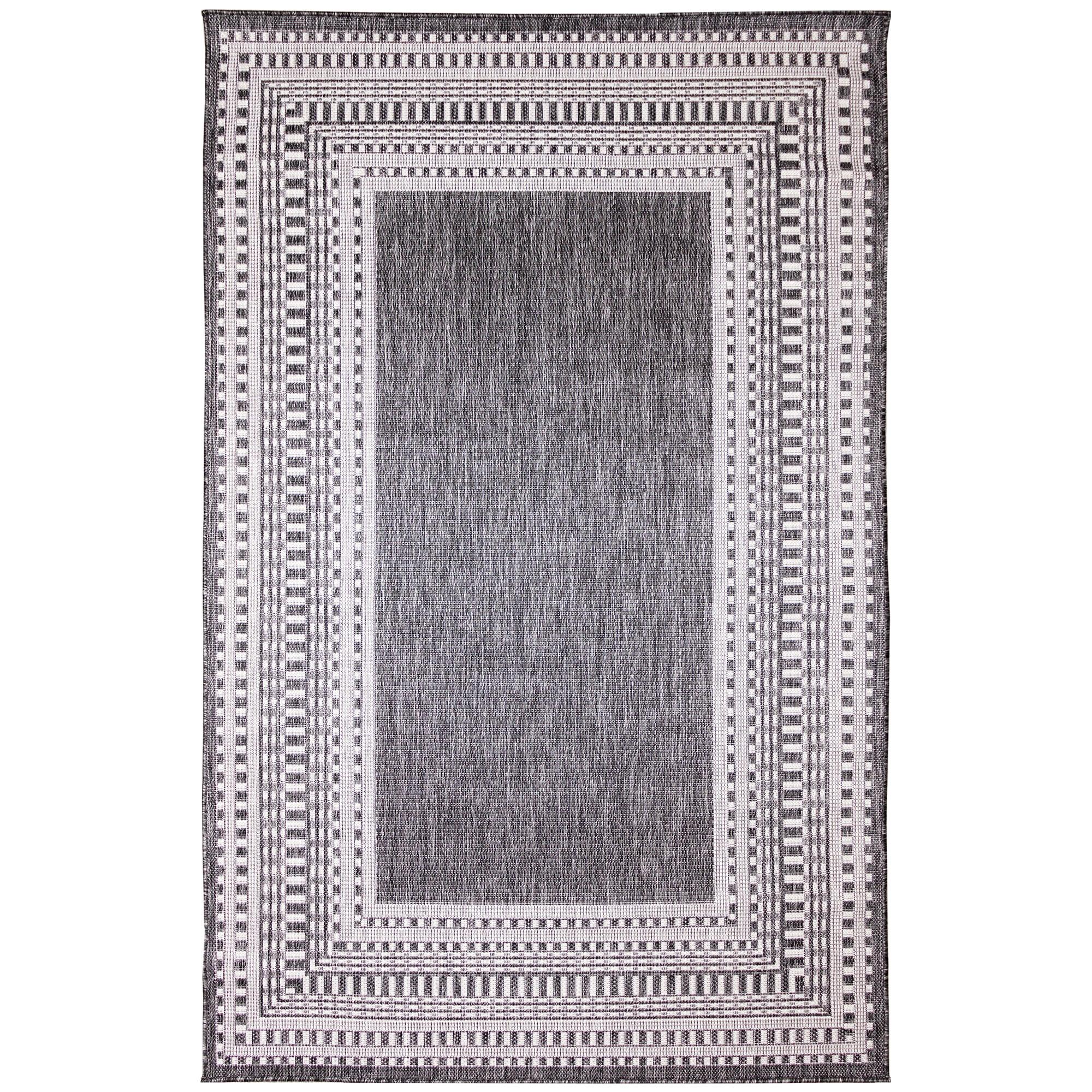 Liora Manne Malibu Etched Border Indoor/Outdoor Rug Charcoal 1'11" x 7'6"