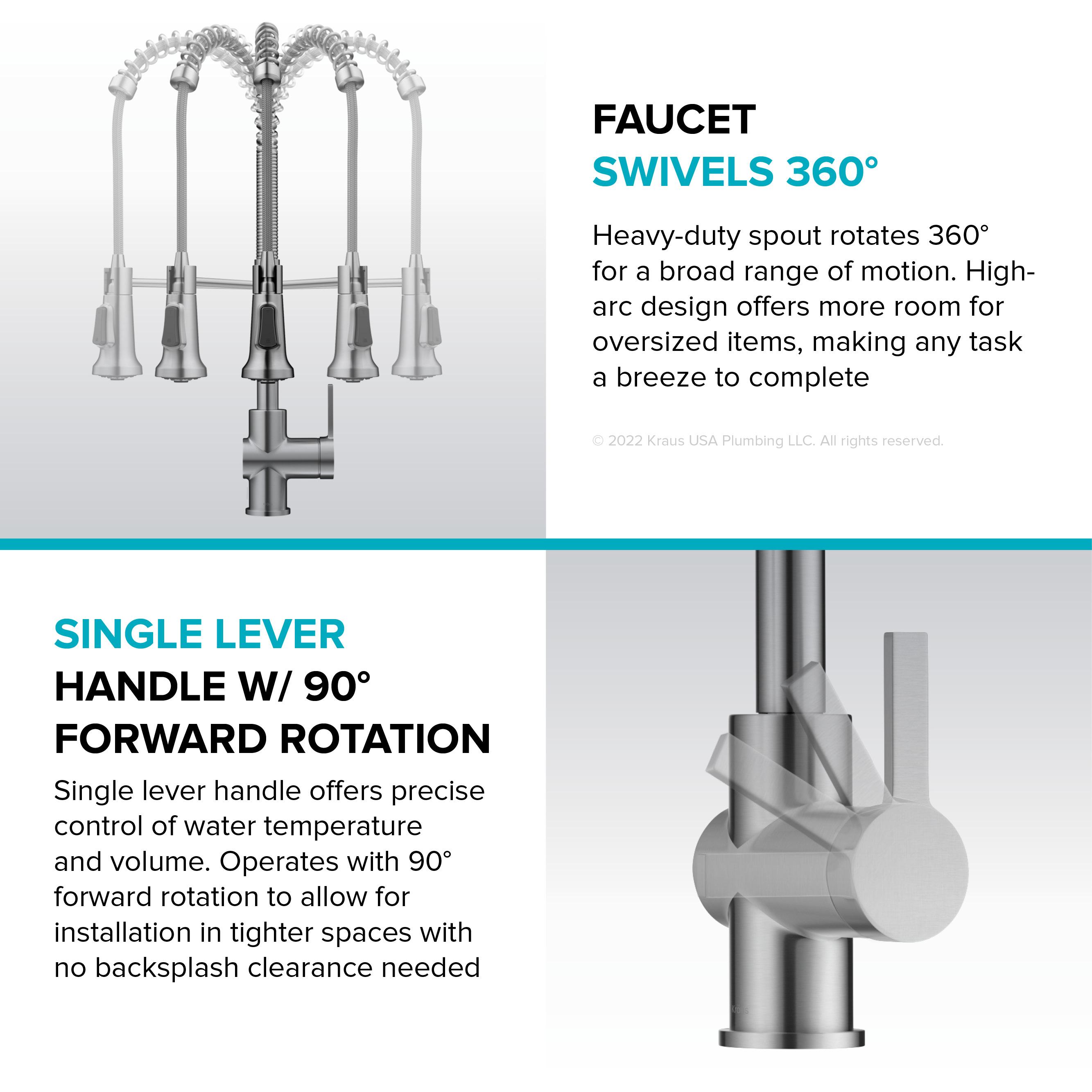 KRAUS Britt Commercial Style Single Handle Pull Down Kitchen Faucet