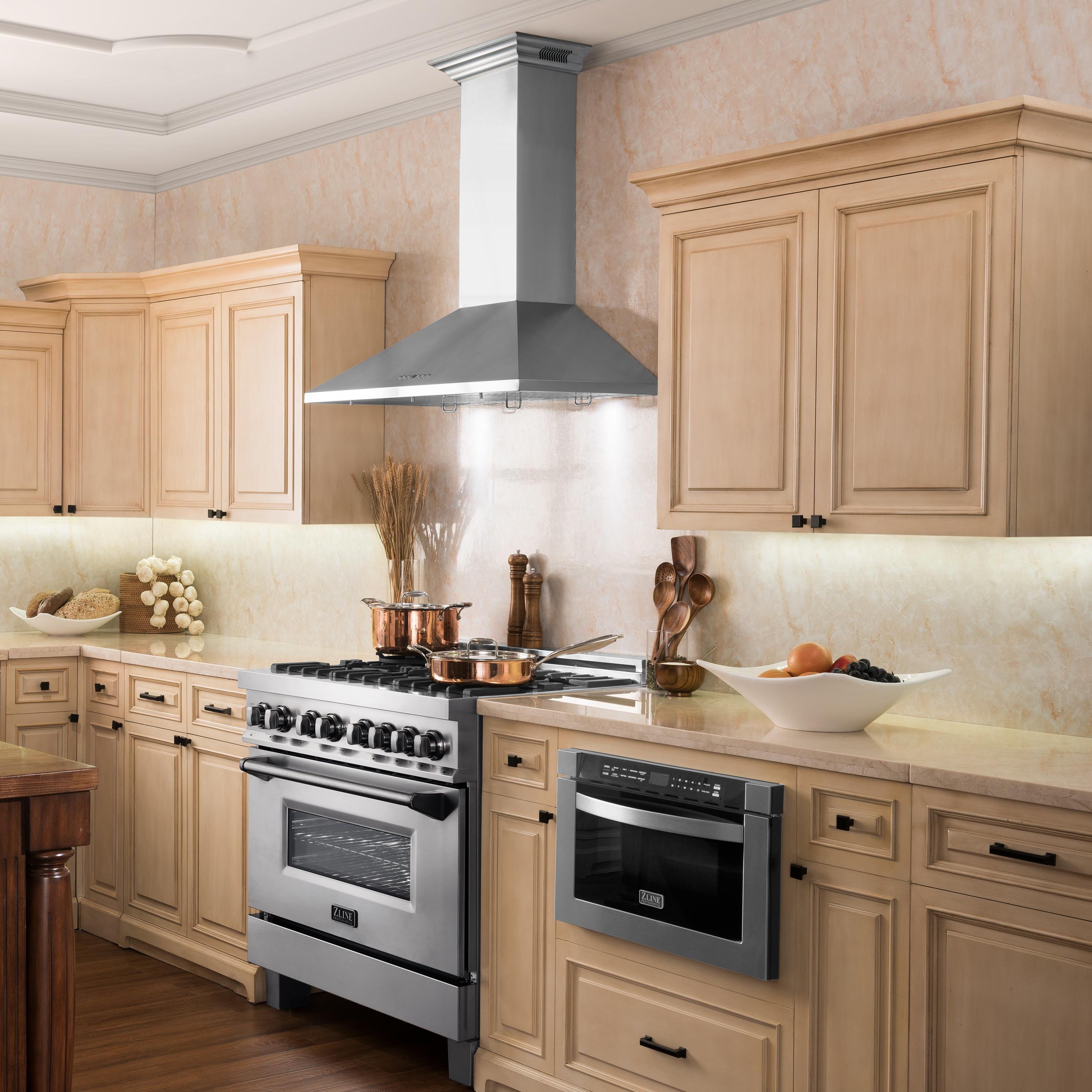 ZLINE 48 in. ZLINE CrownSound™Ducted Vent Wall Mount Range Hood in Stainless Steel W/ Bluetooth Speakers (KL2CRN-BT-48)