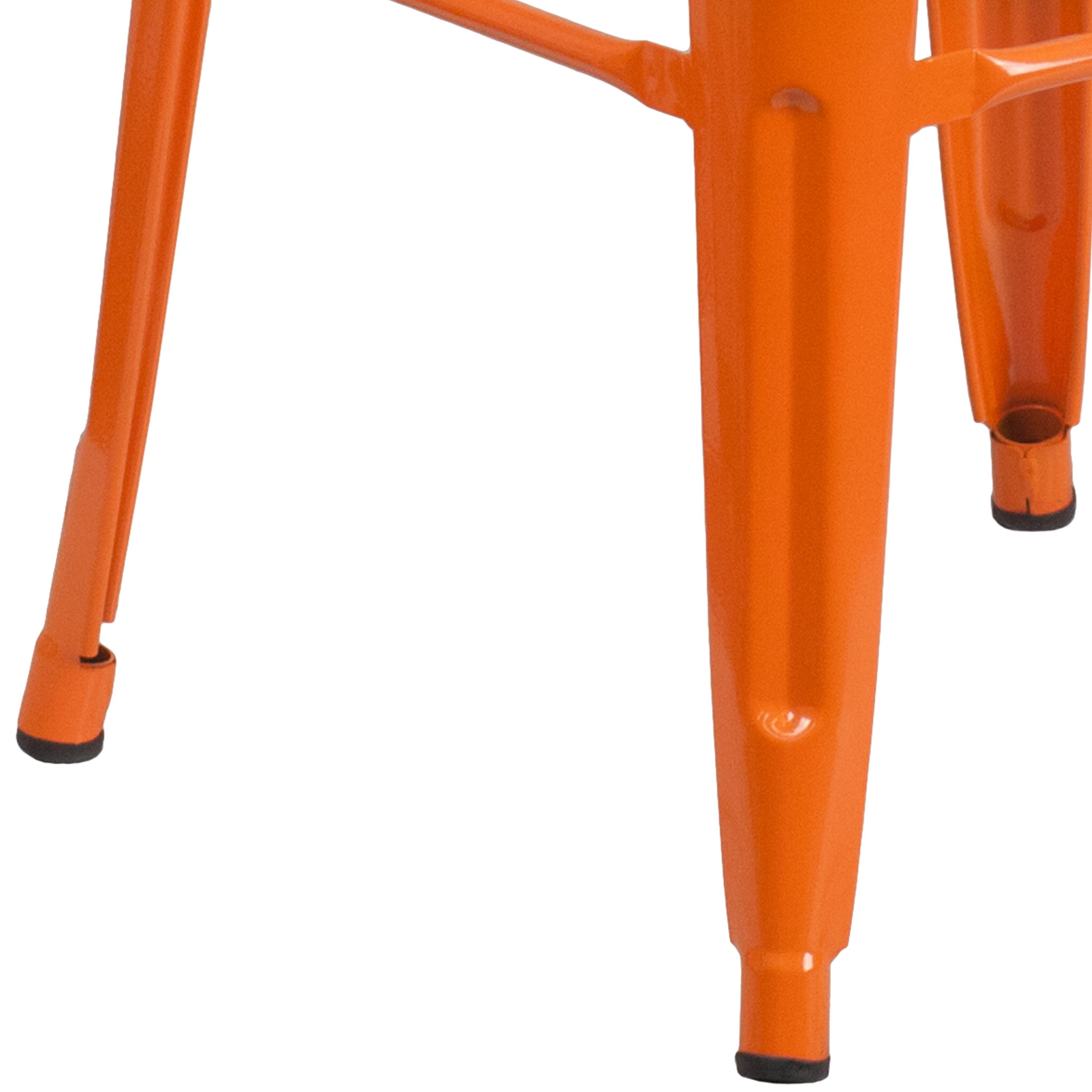 Flash Furniture Commercial Grade 30" High Backless Orange Metal Indoor-Outdoor Barstool with Square Seat