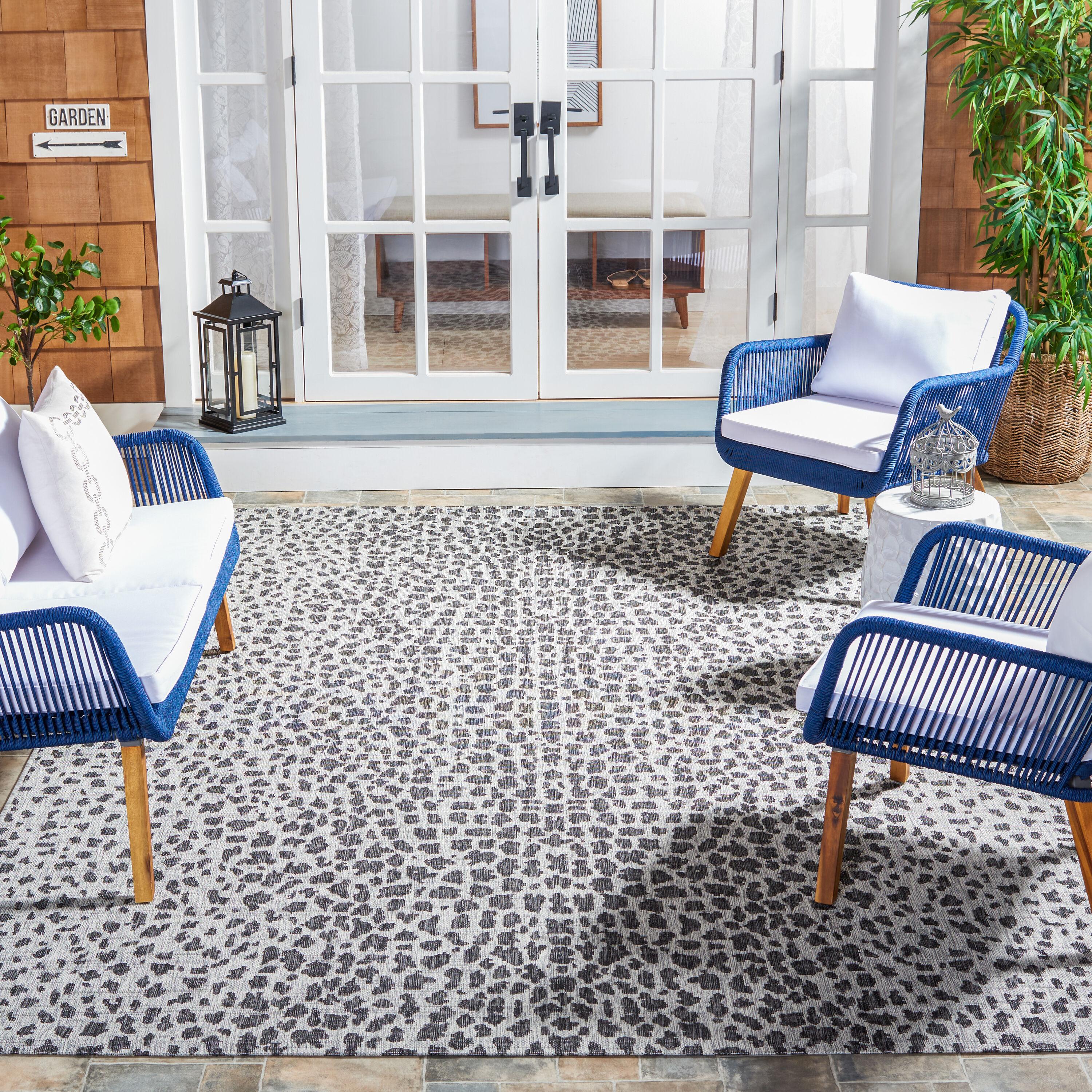Courtyard CY8505 Power Loomed Indoor/Outdoor Area Rug - Grey/Black - 8'9"x11'9" - Safavieh.