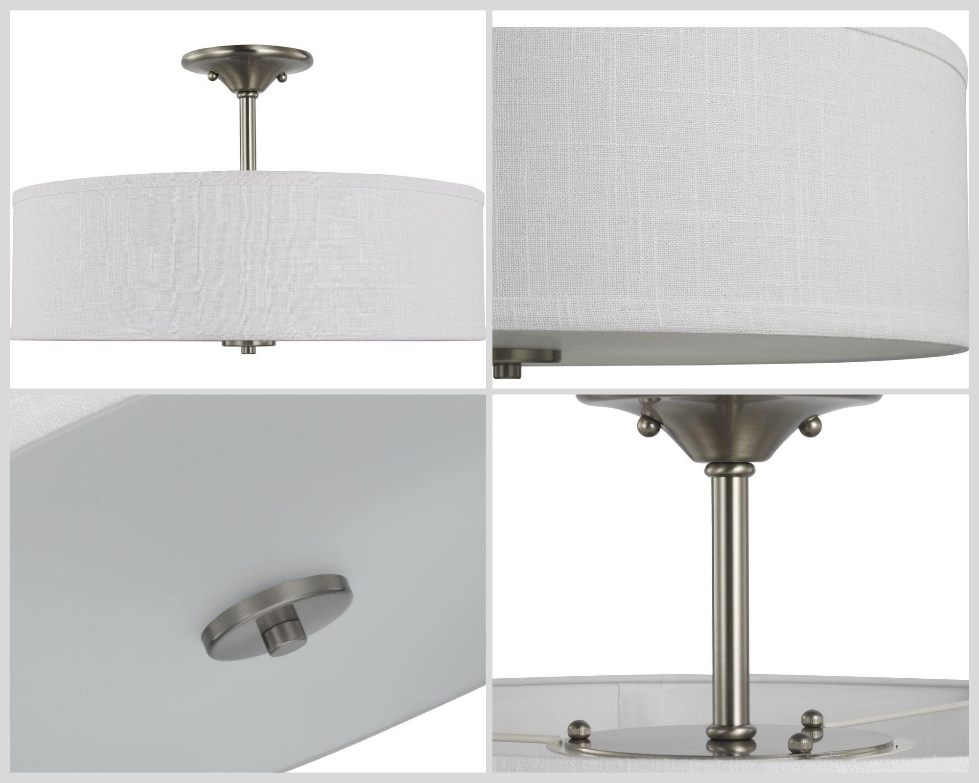 Progress Lighting Inspire Collection 3-Light Semi-Flush Mount, Brushed Nickel, Summer Linen Shade