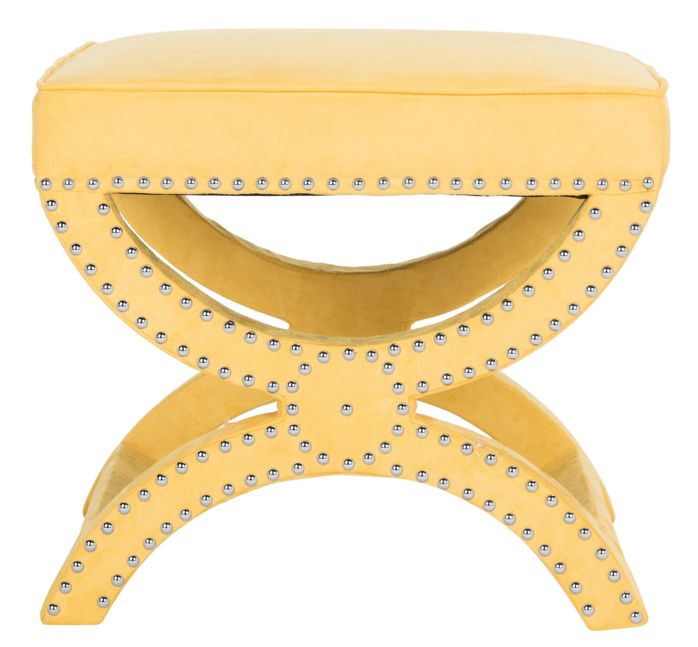 Mystic Ottoman with Silver Nail Heads - Yellow - Safavieh