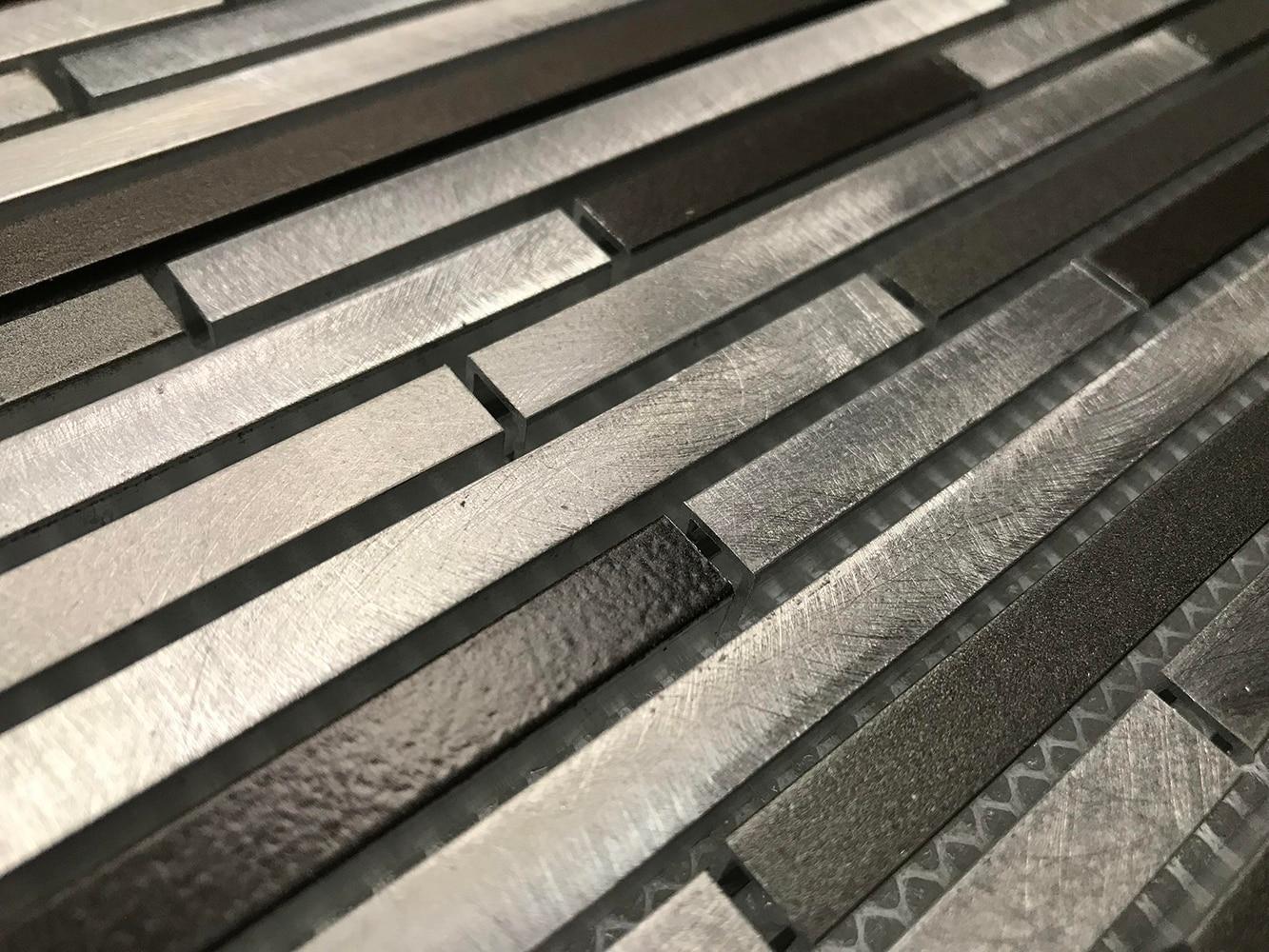 Abolos City Lights 12 in. x 12 in. Aluminum Metal Straight Edge Thin Linear Decorative Kitchen & Bathroom Wall Tile