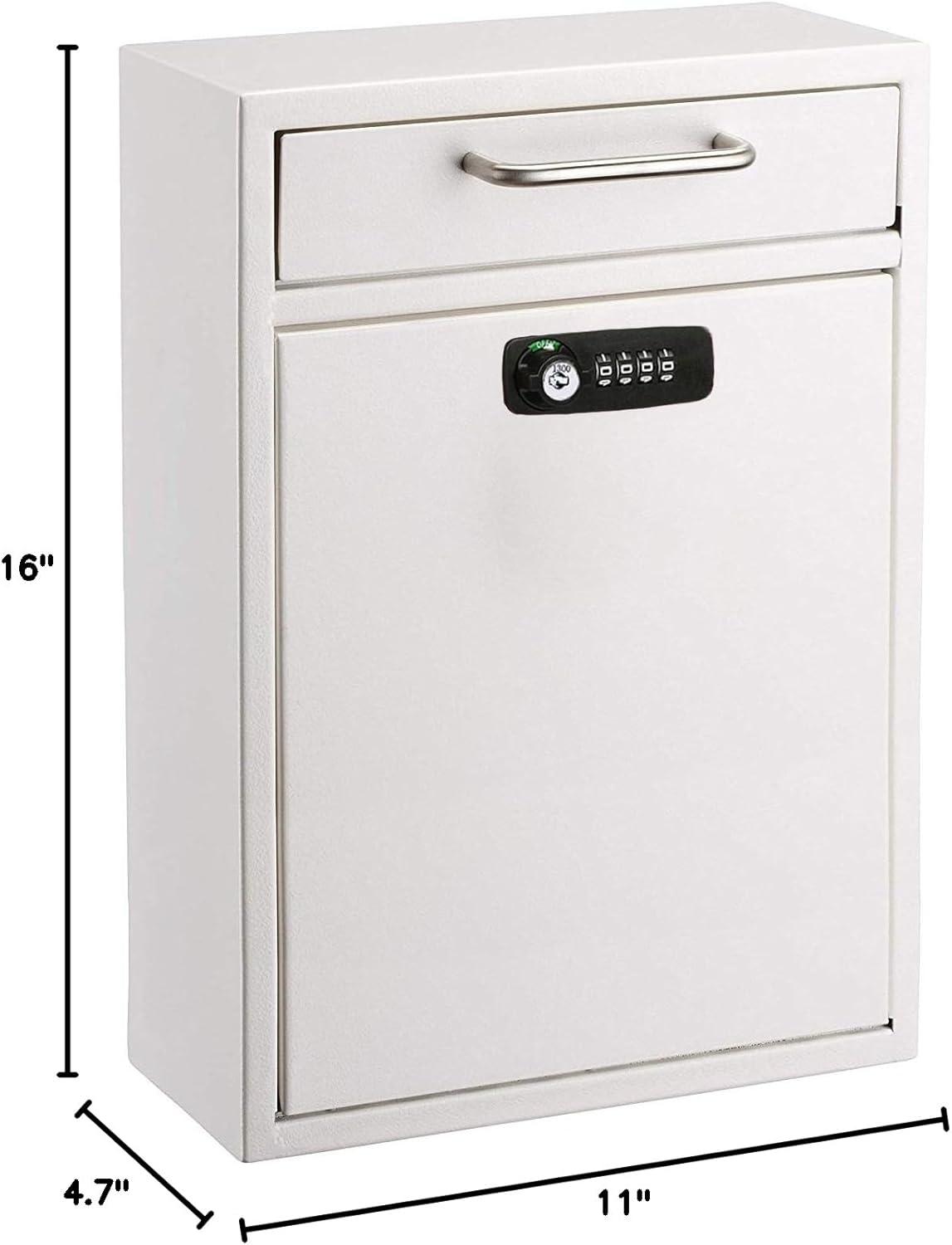 Large Mail Wall-Mount Secure Drop Box with Key and Combination Locking System