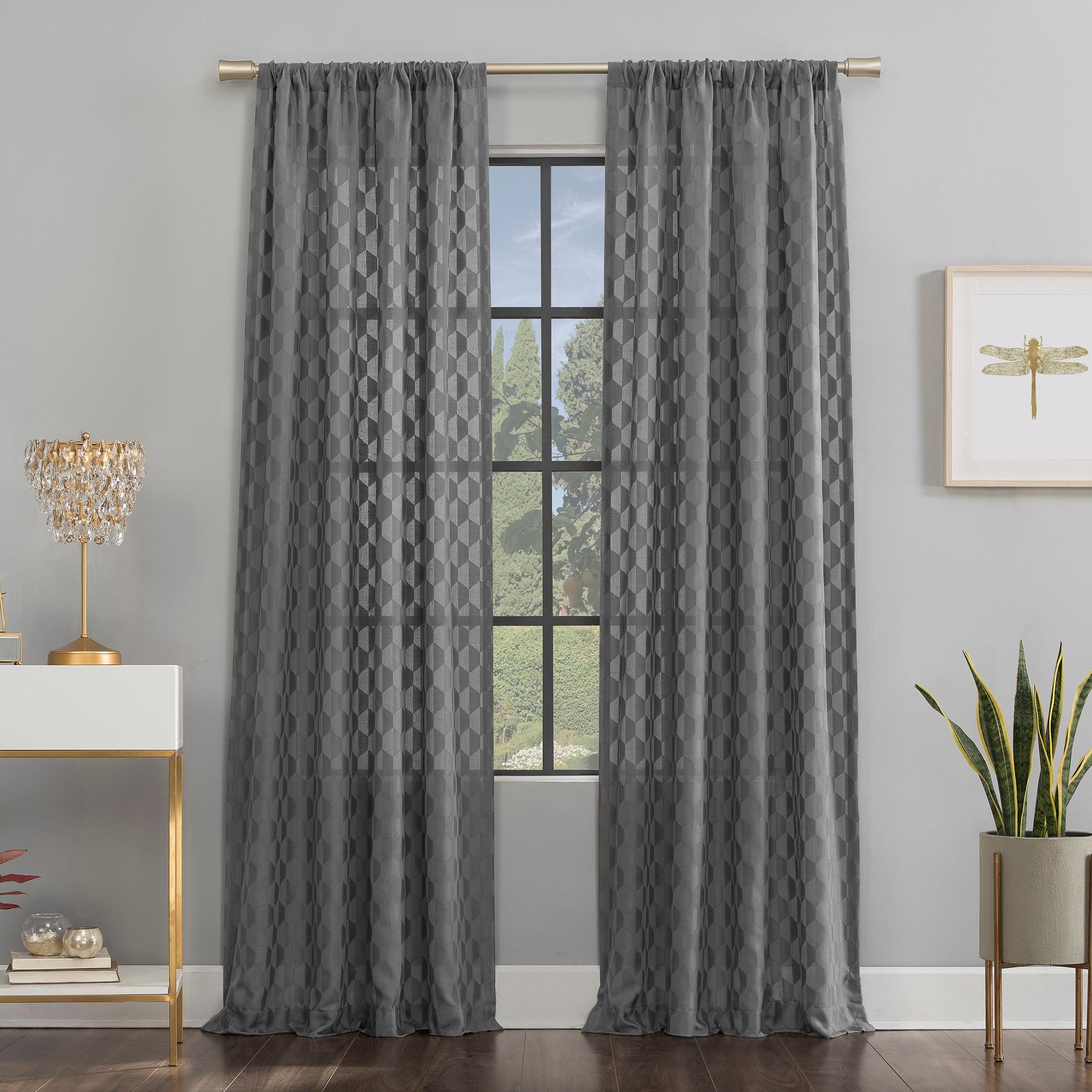 Scott Living Scott Living Verge Geometric Clipped Jacquard Semi-Sheer Rod Pocket Curtain Panel