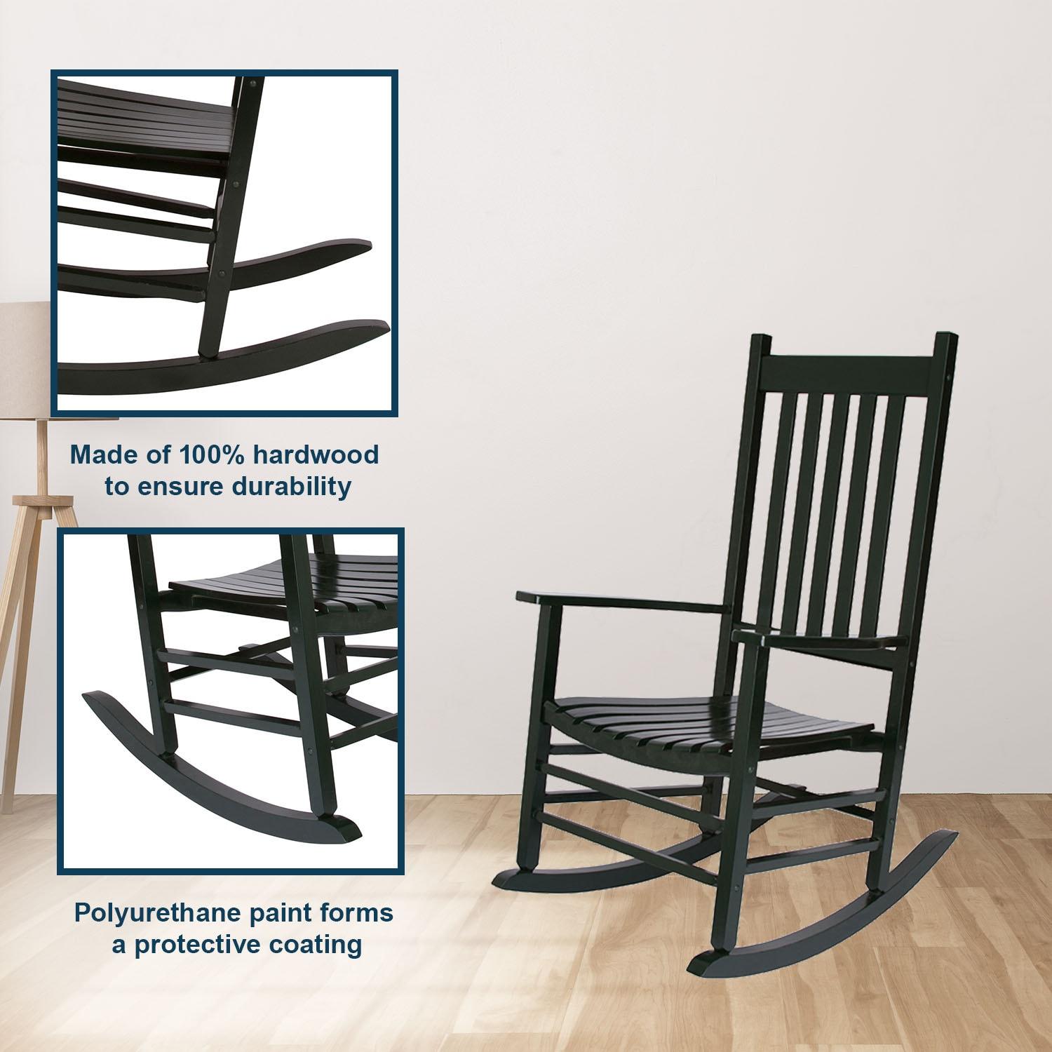 Shine Company Traditional Hardwood Indoor/Outdoor Patio Porch Rocker in Green