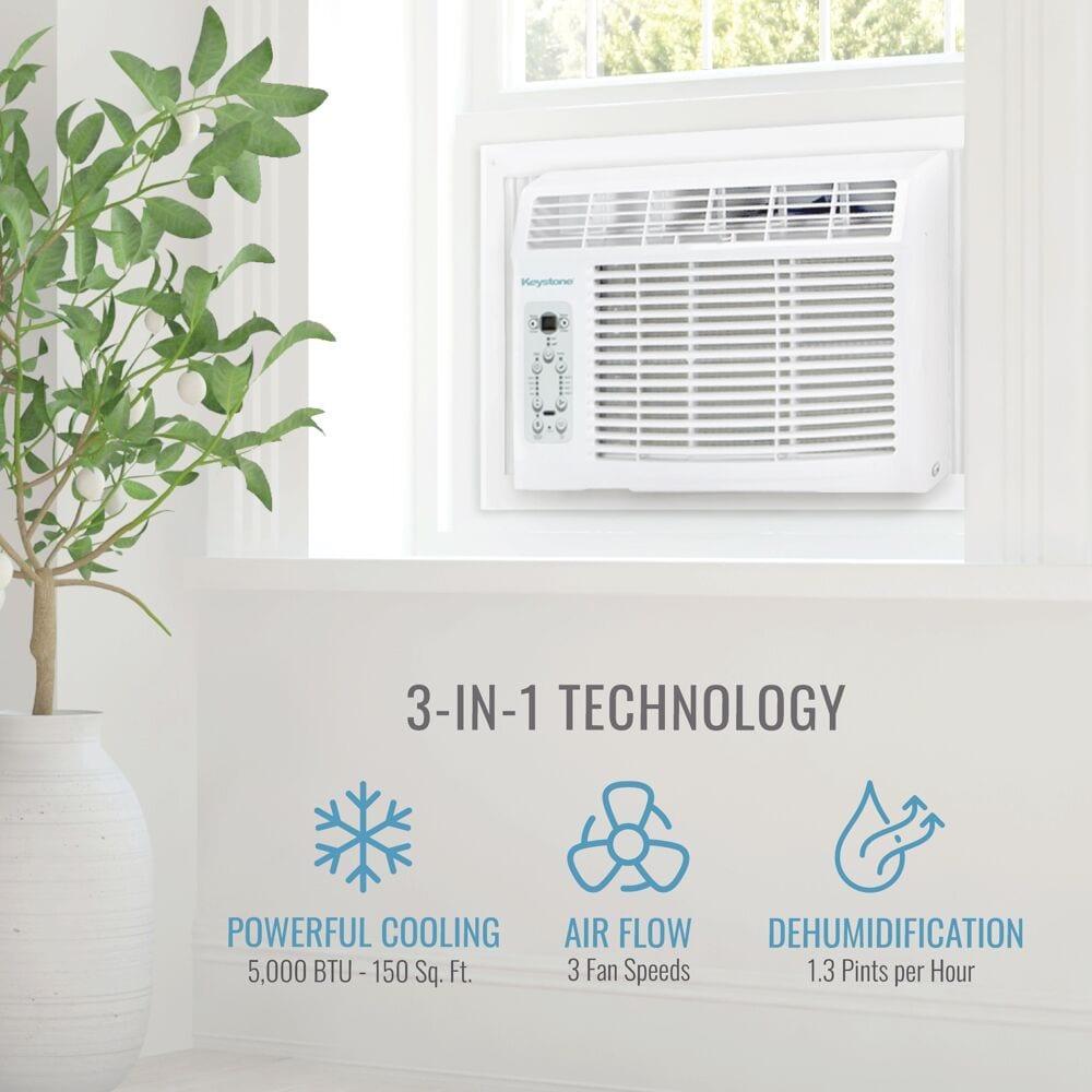 Keystone 5,000 BTU Window-Mounted Air Conditioner with Follow Me LCD Remote Control