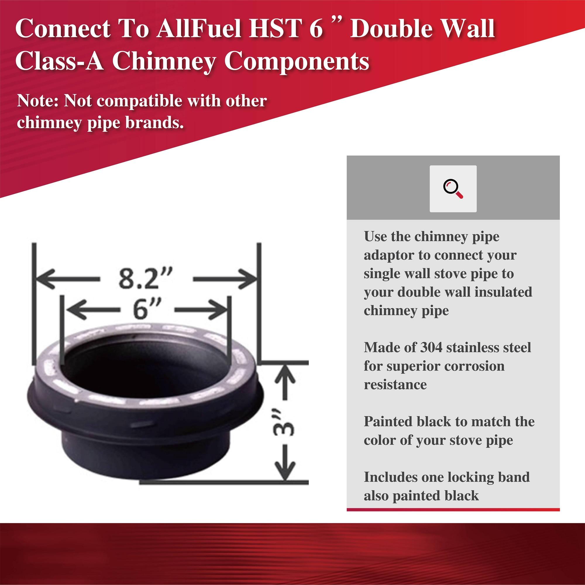 AllFuelHST Stove Pipe Adapter for 6" Inner Diameter Chimney Pipe