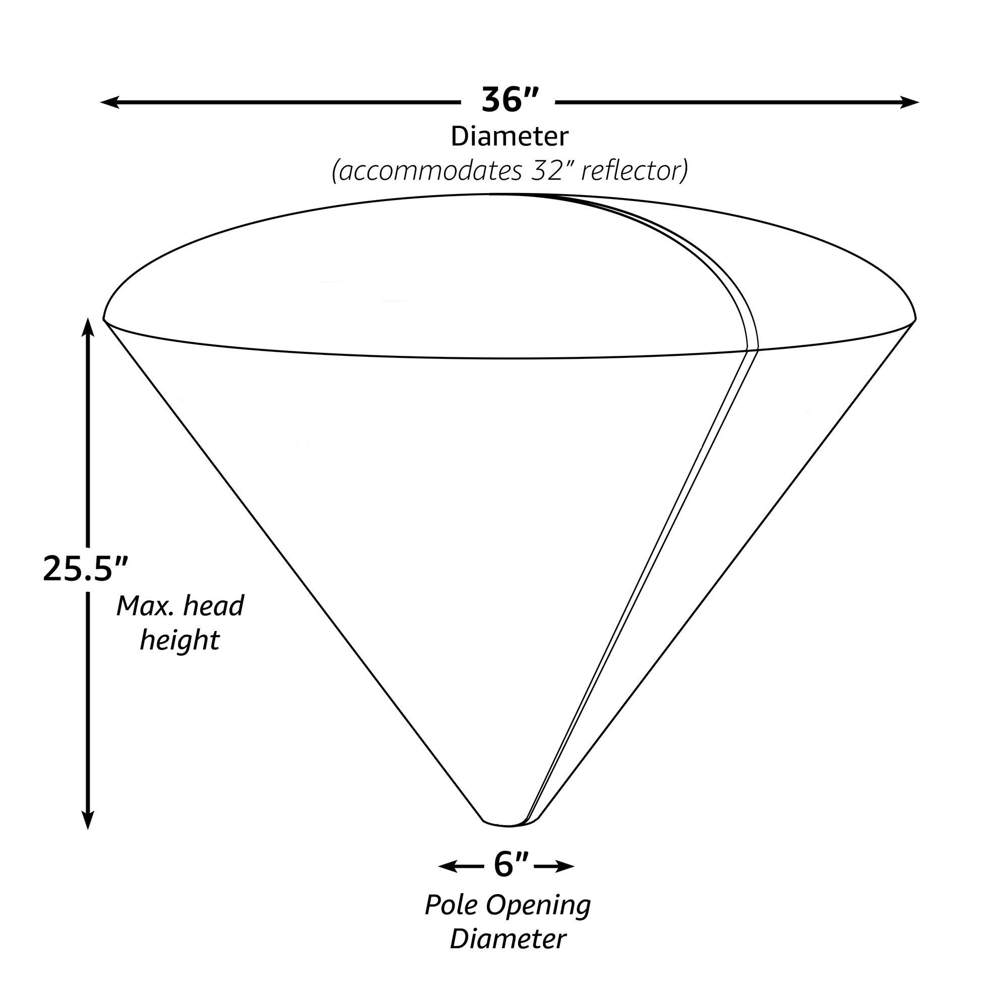 Fire Sense Fire Sense Outdoor Vinyl Head Cover LPG Patio Heaters Heavy Duty 10 Gauge Felt Lined with 32" Reflectors-Black