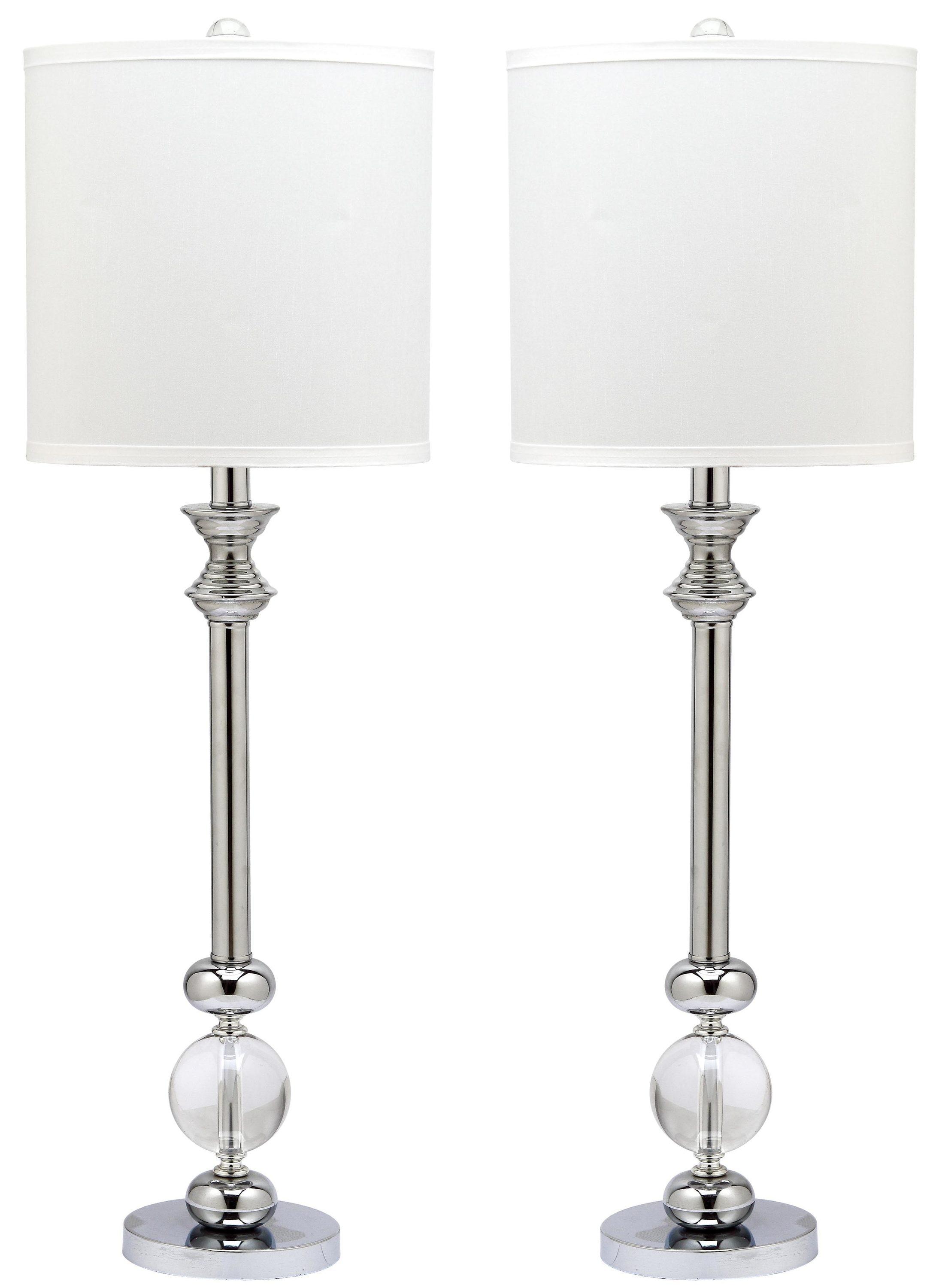 SAFAVIEH Erica 31 in. H Crystal Candlestick Table Lamp, Clear, Set of 2