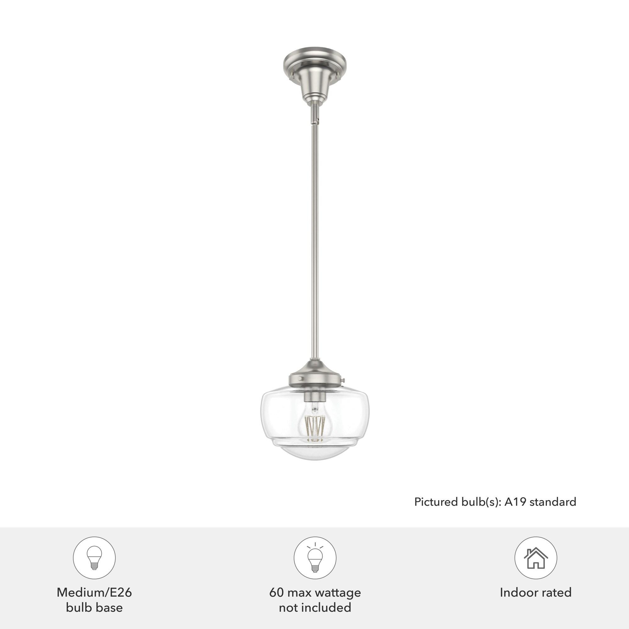 Saddle Creek 1 - Light Single Schoolhouse Pendant with Glass