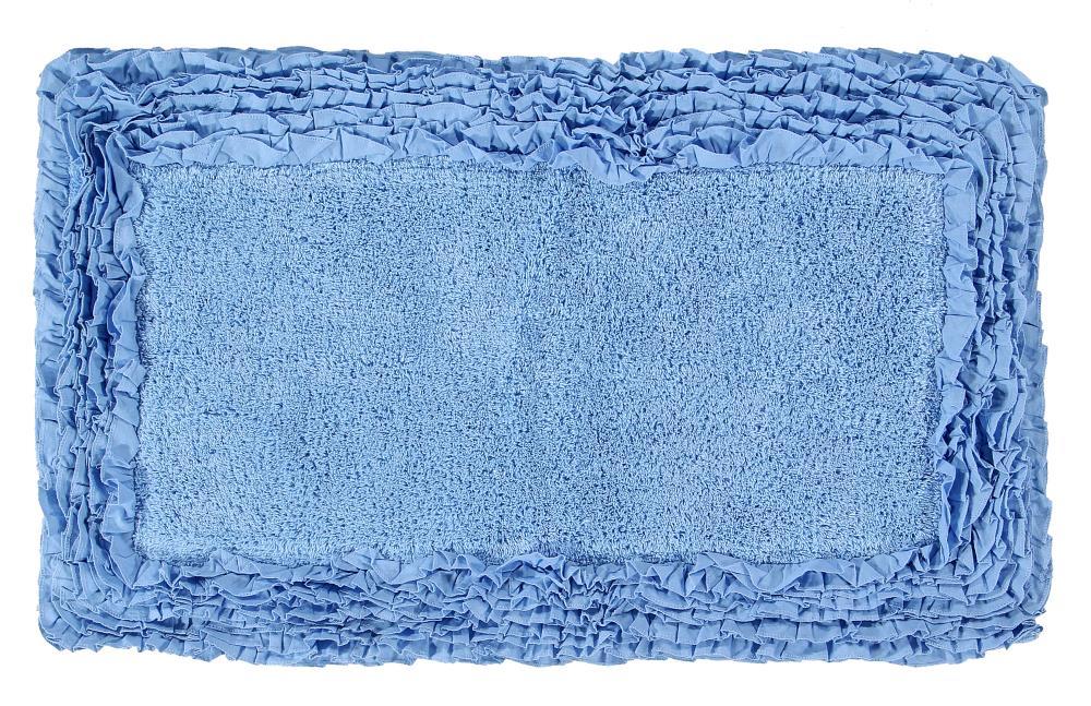 24"x40" Shaggy Border Collection Bath Rug Blue - Better Trends: Cotton Tufted, Machine Washable, No Backing