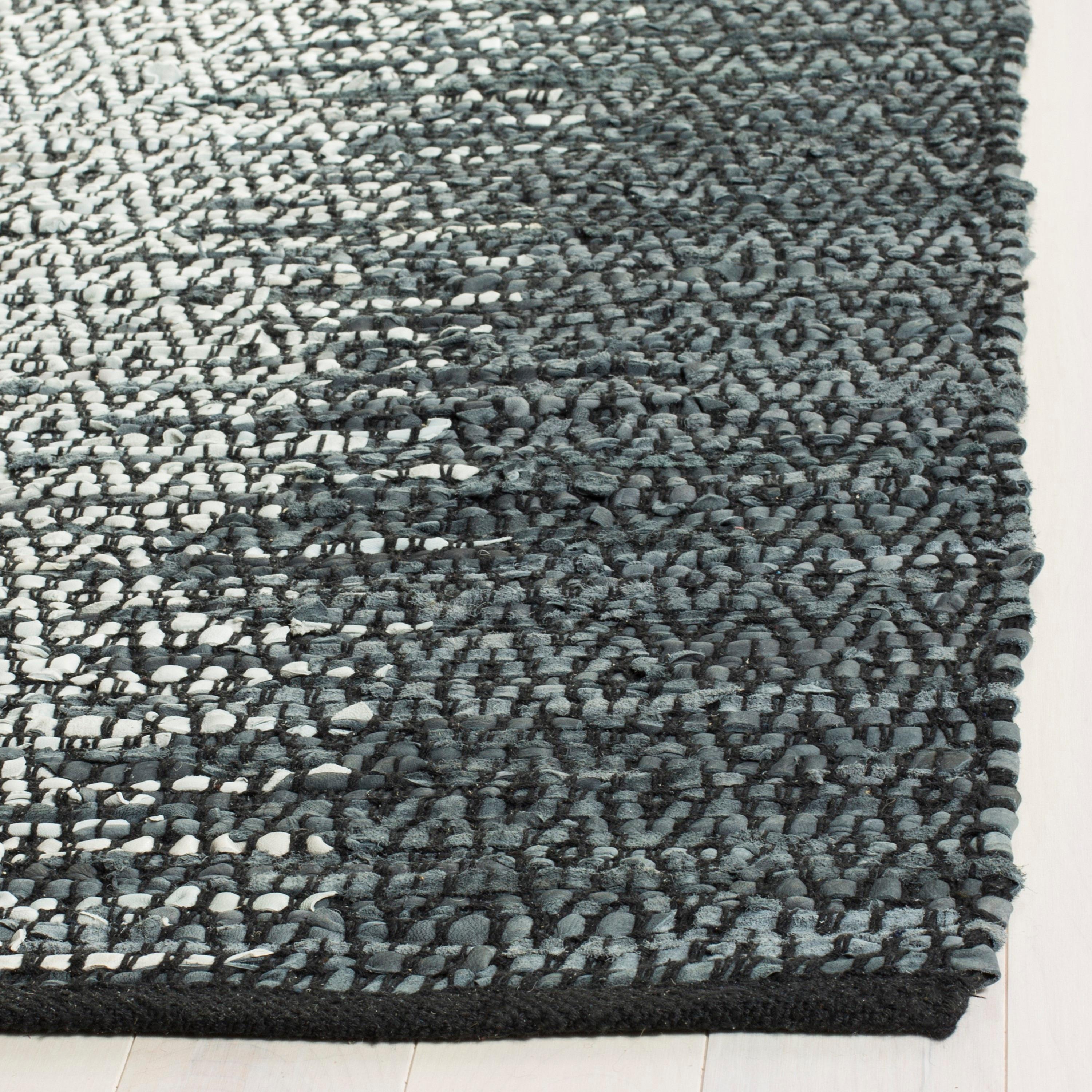 Vintage Leather VTL101 Hand Woven Indoor Accent Rug - Grey/Cream - 3'x5' - Safavieh