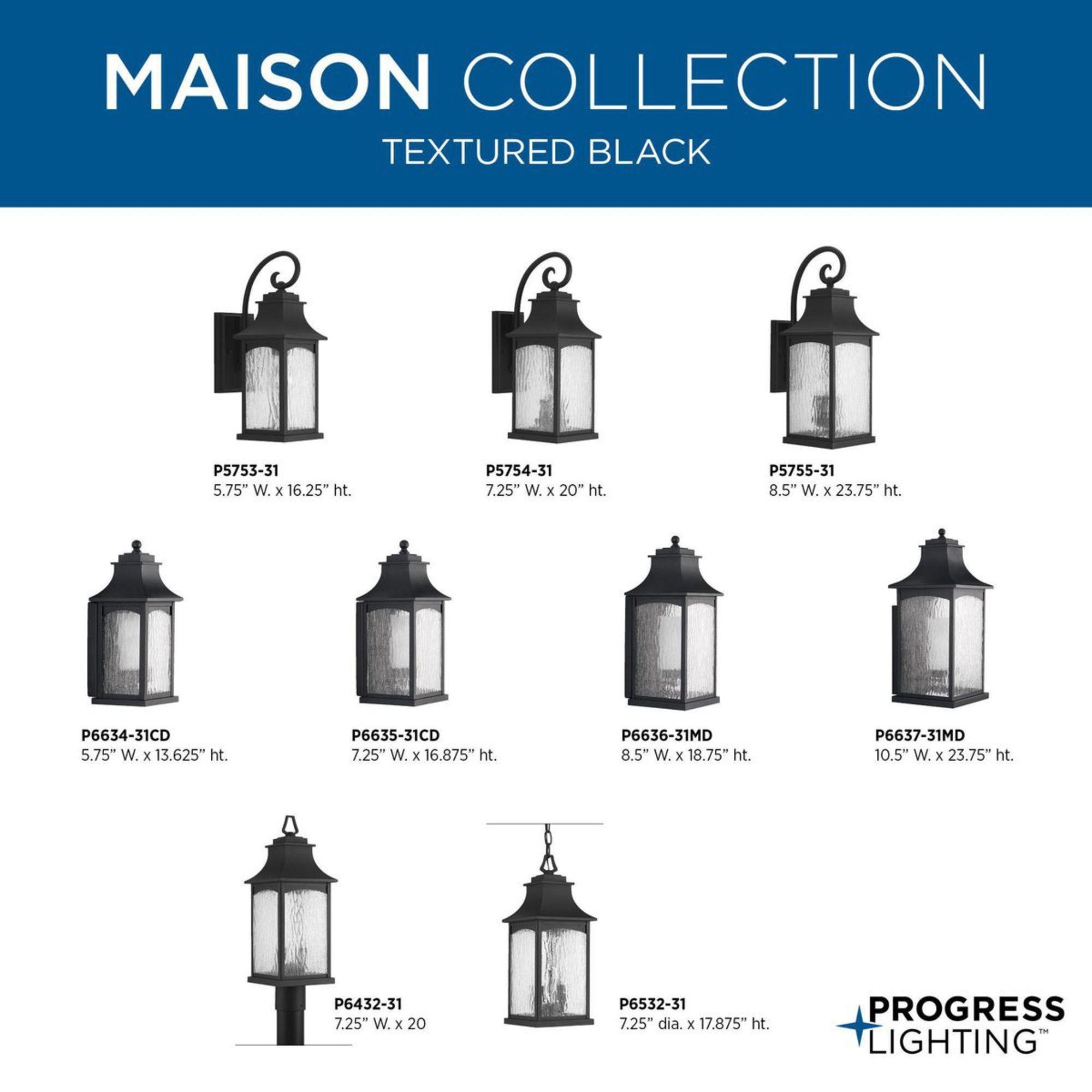 Progress Lighting Maison 1-Light Wall Lantern, Oil Rubbed Bronze, Clear Seeded Glass