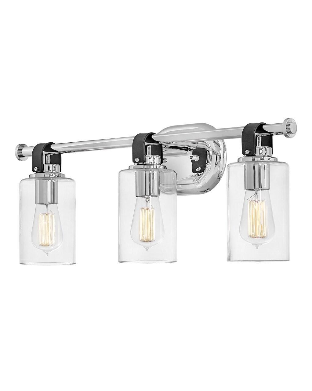 Halstead Chrome 3-Light Vanity with Clear Glass Shades