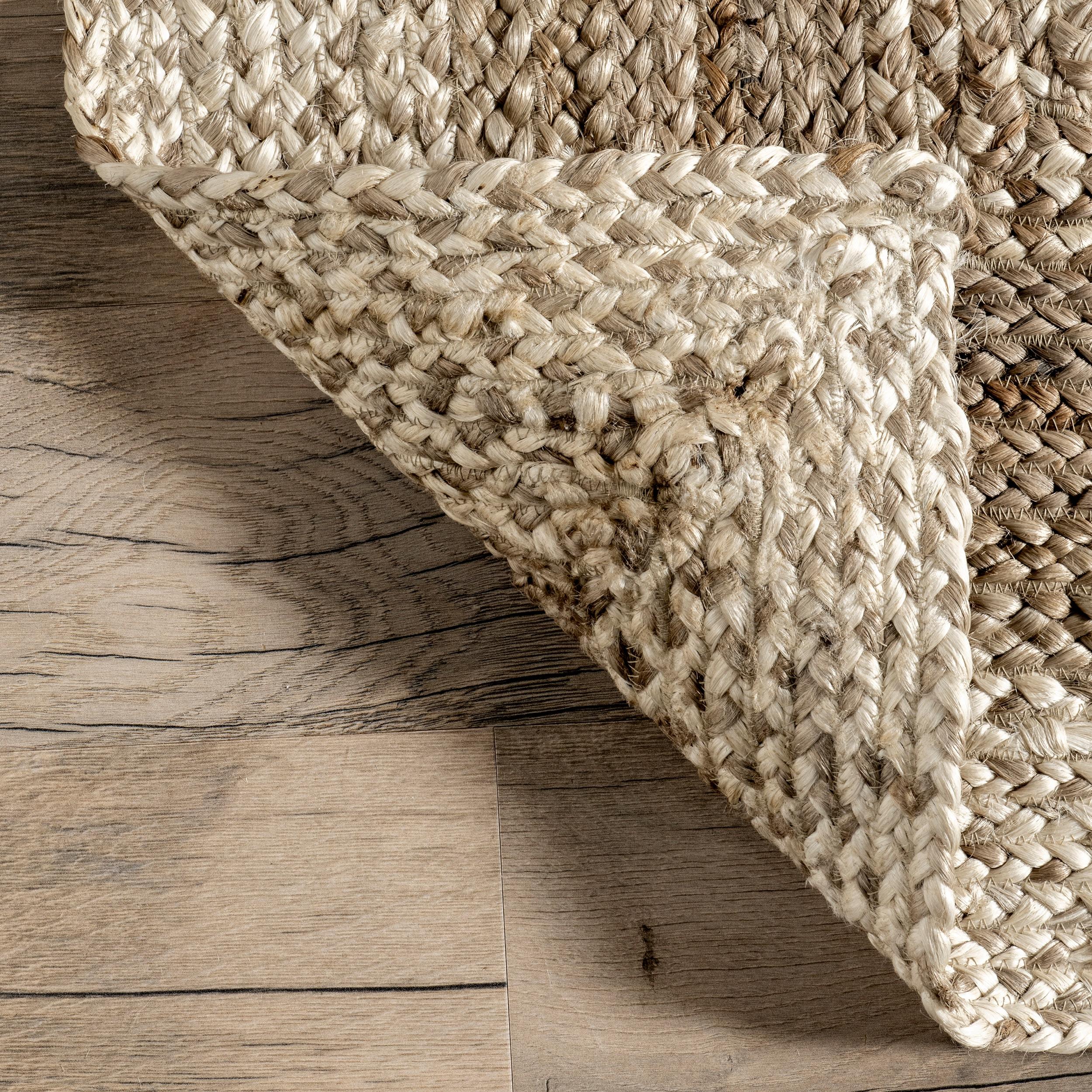 nuLOOM Charlene Braided Border Jute Area Rug, Oval 3' x 5', Natural