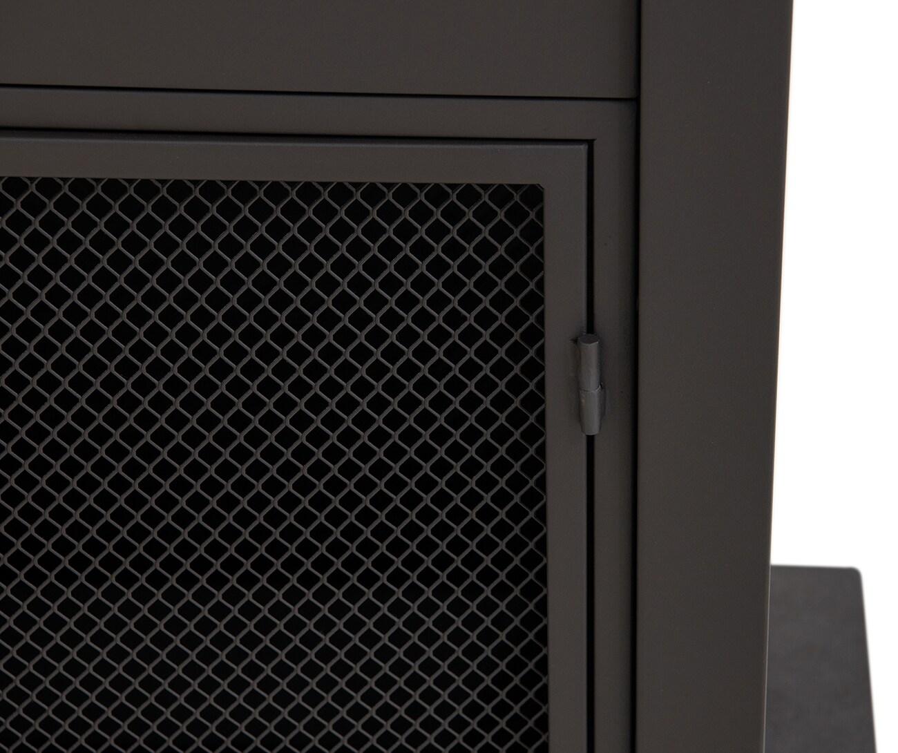 Matte Black Steel Wood-Burning Outdoor Fireplace with Chimney