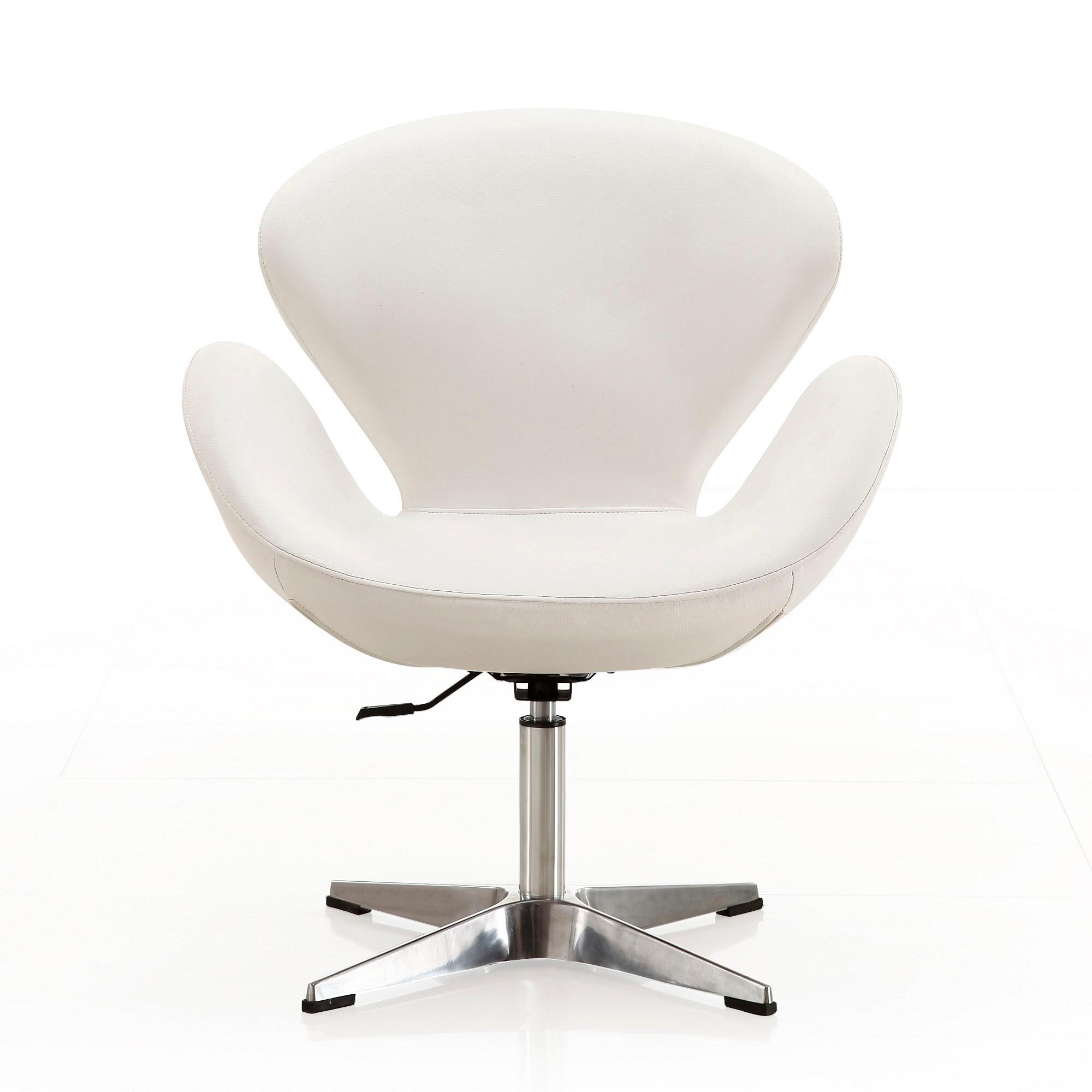 Set of 2 Raspberry Faux Leather Adjustable Swivel Chairs White - Manhattan Comfort