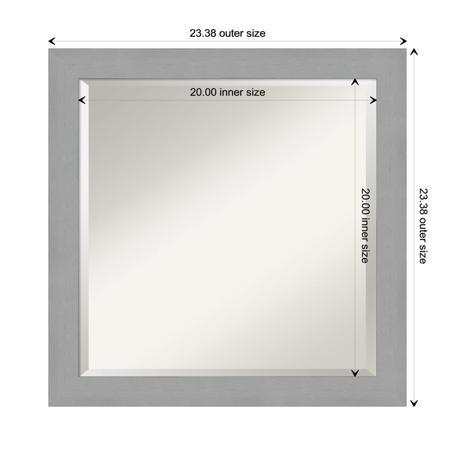 24" x 24" Brushed Nickel Framed Wall Mirror Silver - Amanti Art: Modern Square Beveled, No Assembly Required