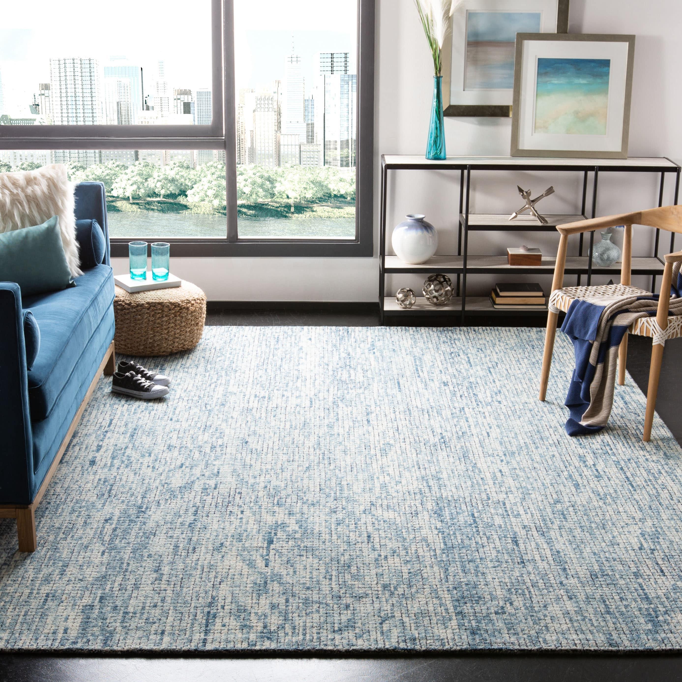 Abstract ABT473 Hand Tufted Area Rug - Ivory/Navy - 8'9"x11'9" - Safavieh.