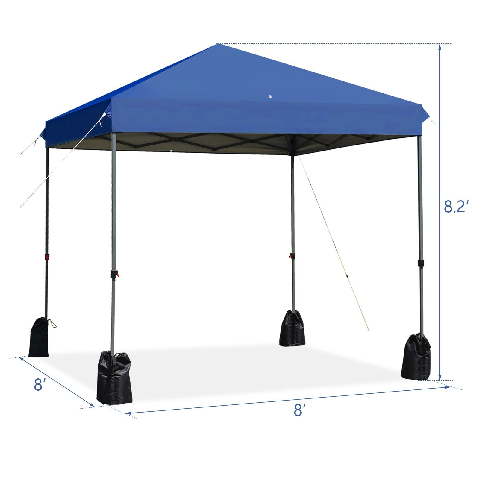 Costway 8x8 FT Pop up Canopy Tent Shelter Wheeled Carry Bag 4 Canopy Sand Bag Blue