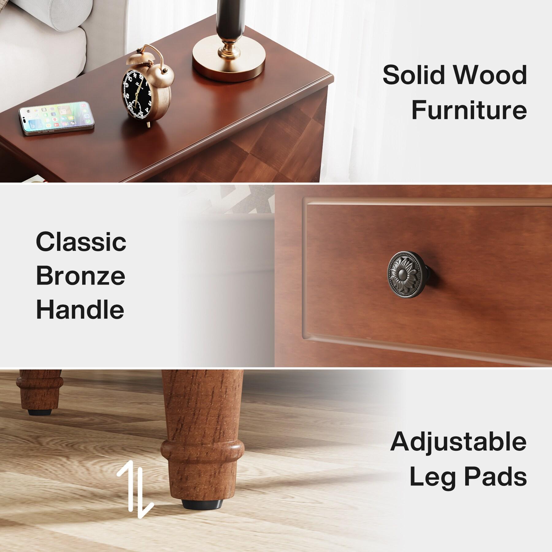 Hokku Designs Solid Wood End Table, Fully Assembled Narrow Side Table With Drawers, Pre-Assembled Nightstand Slim Bedside Table For Small Spaces, Living Room, Bedroom, Brown