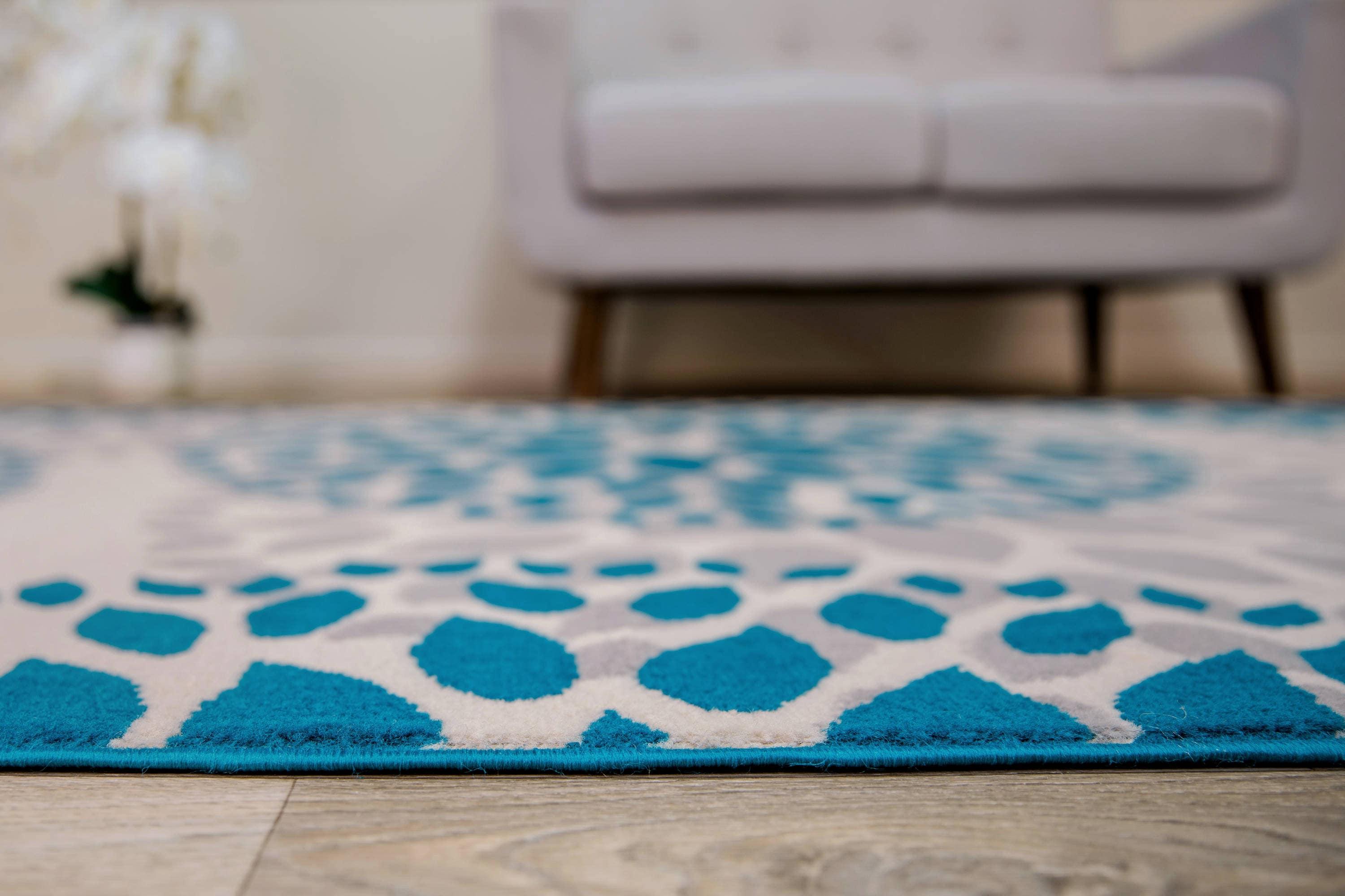 World Rug Gallery Modern Floral Circles Blue 3'1" x 5' Area Rug