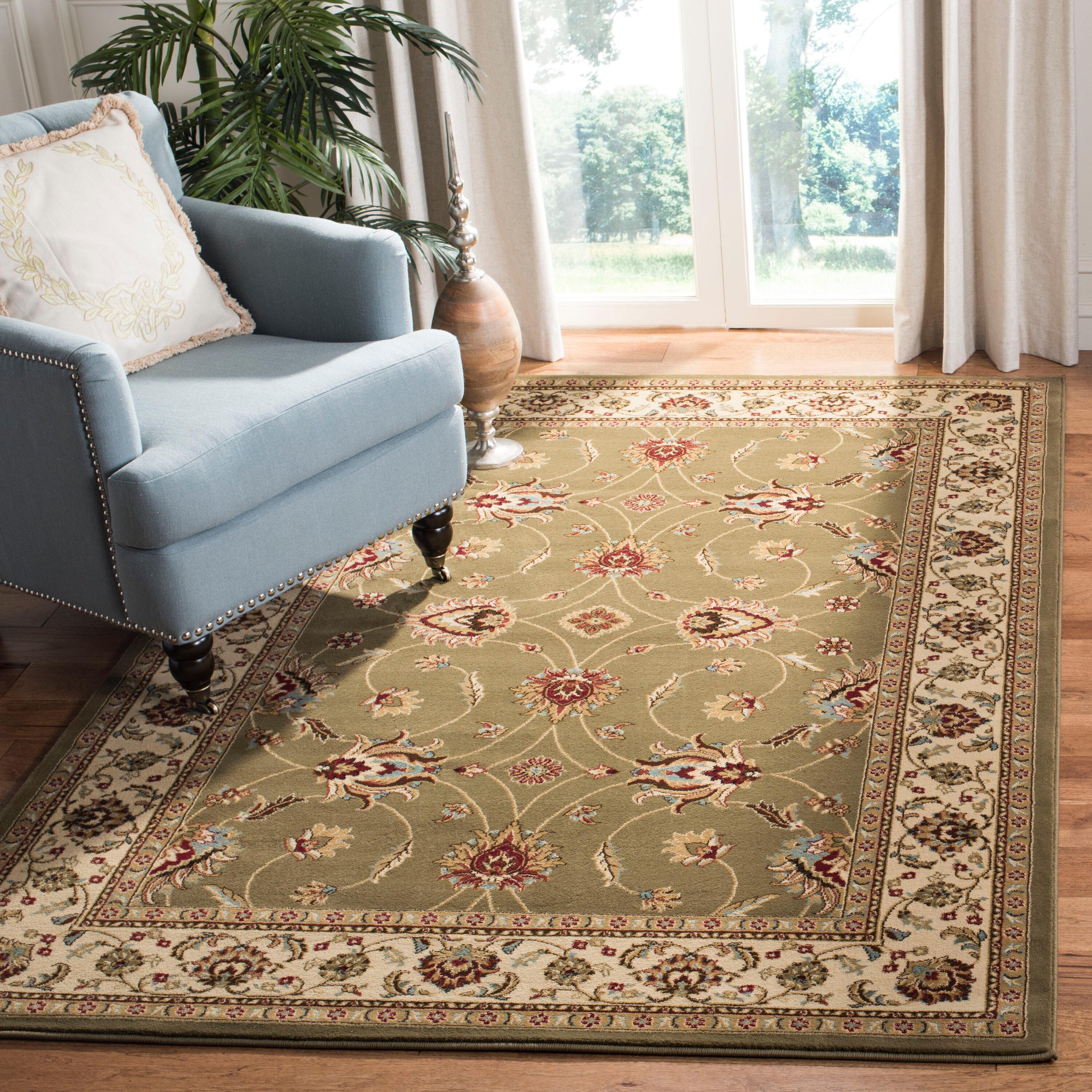 Lyndhurst LNH553 Power Loomed Area Rug - Green/Ivory - 8'9"x12' - Safavieh.