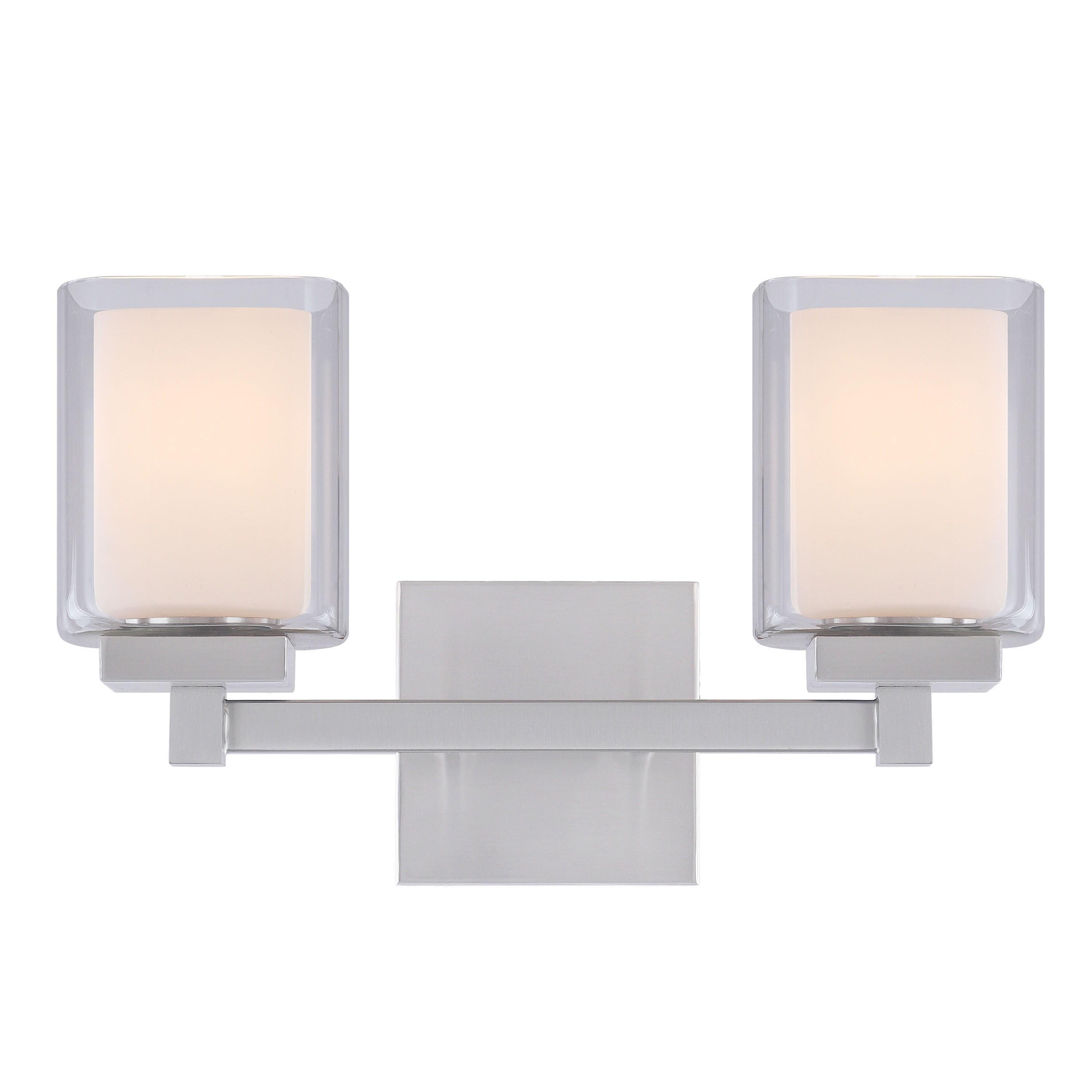 15" Satin Nickel 2-Light Vanity with Clear Glass Shades