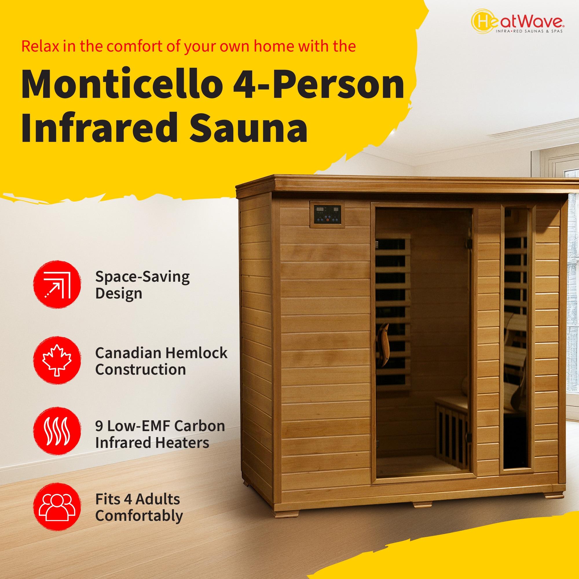 Heatwave 4-Person Hemlock Infrared Sauna with 9 Carbon Heaters