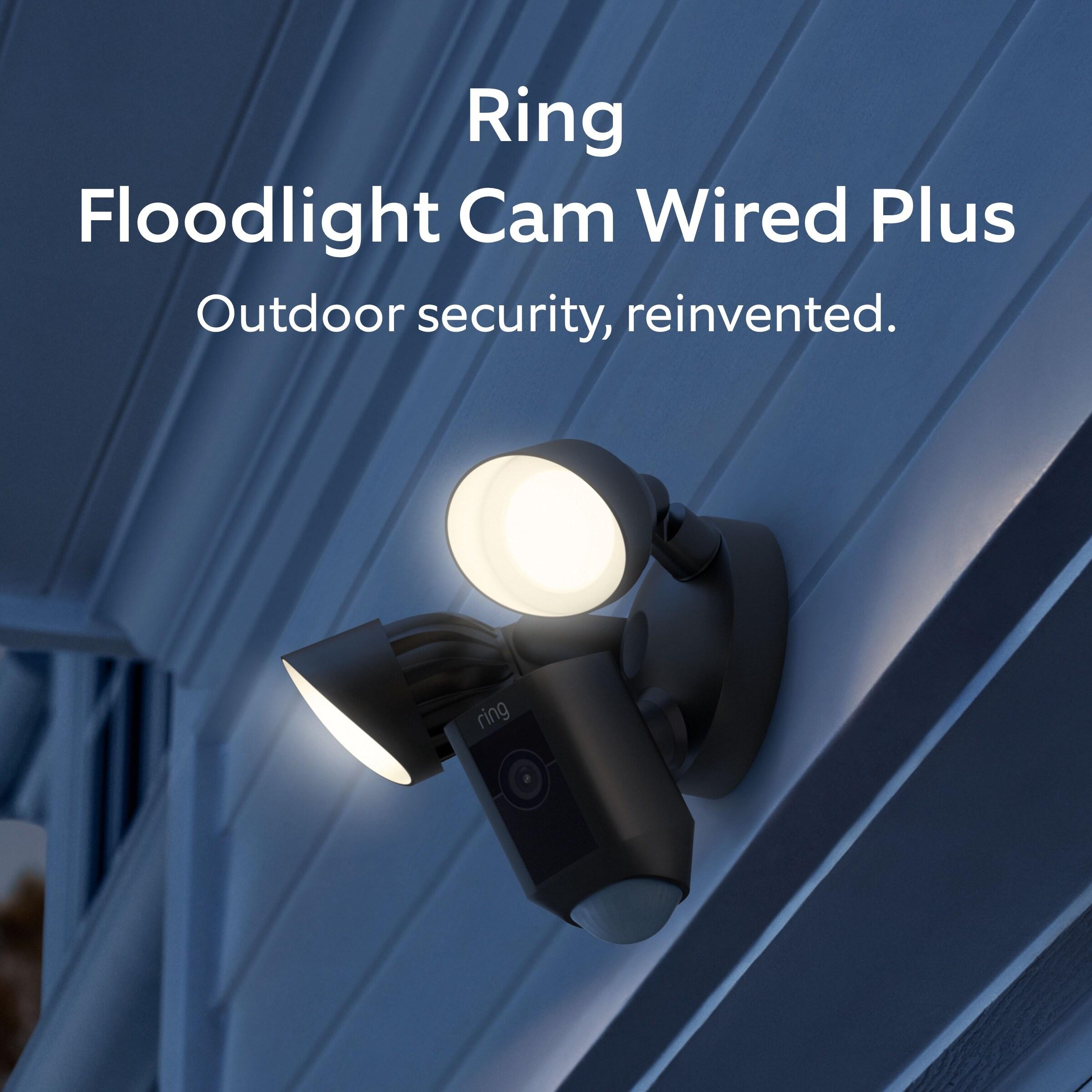 Ring Floodlight Cam Wired Plus Security Camera - Black: Wi-Fi, Motion Detection