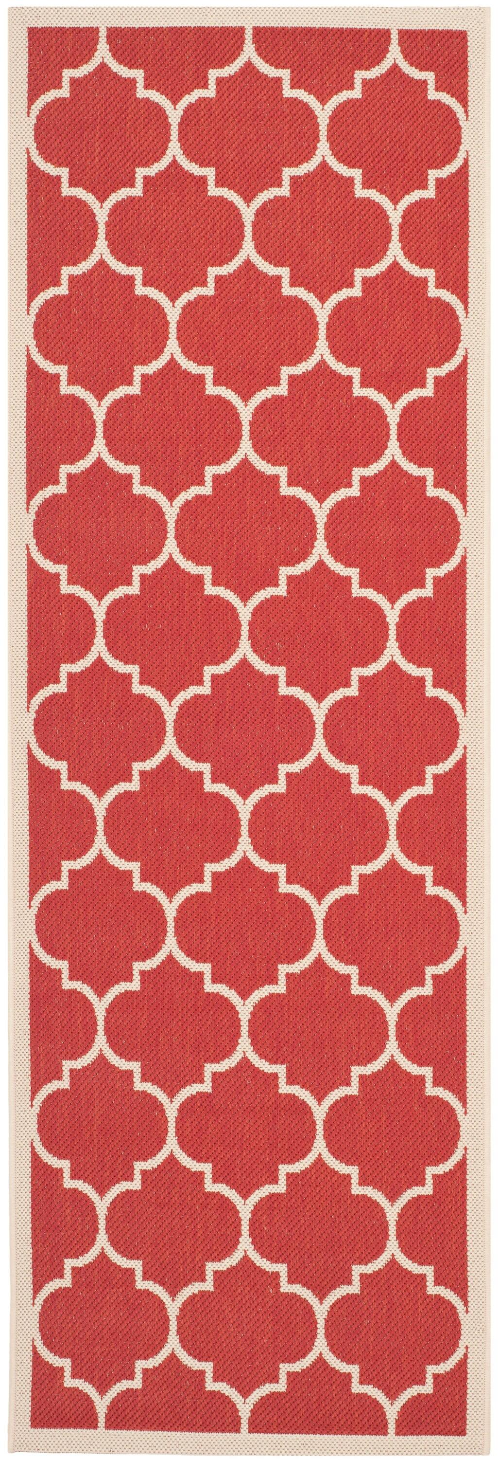 Courtyard CY6914 Power Loomed Indoor/Outdoor Runner Rug - Red/Bone - 2'3"x6'7" - Safavieh.