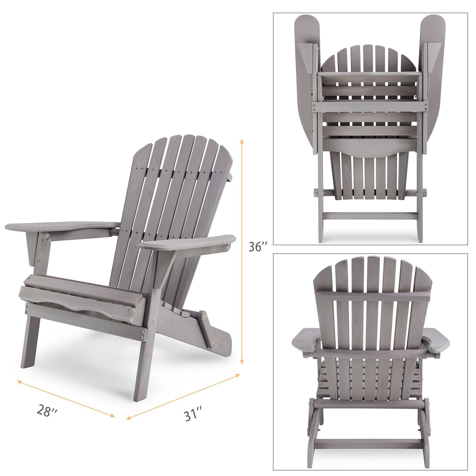 Triple Tree Wood Adirondack Folding Chairs - Set of 2, Gray