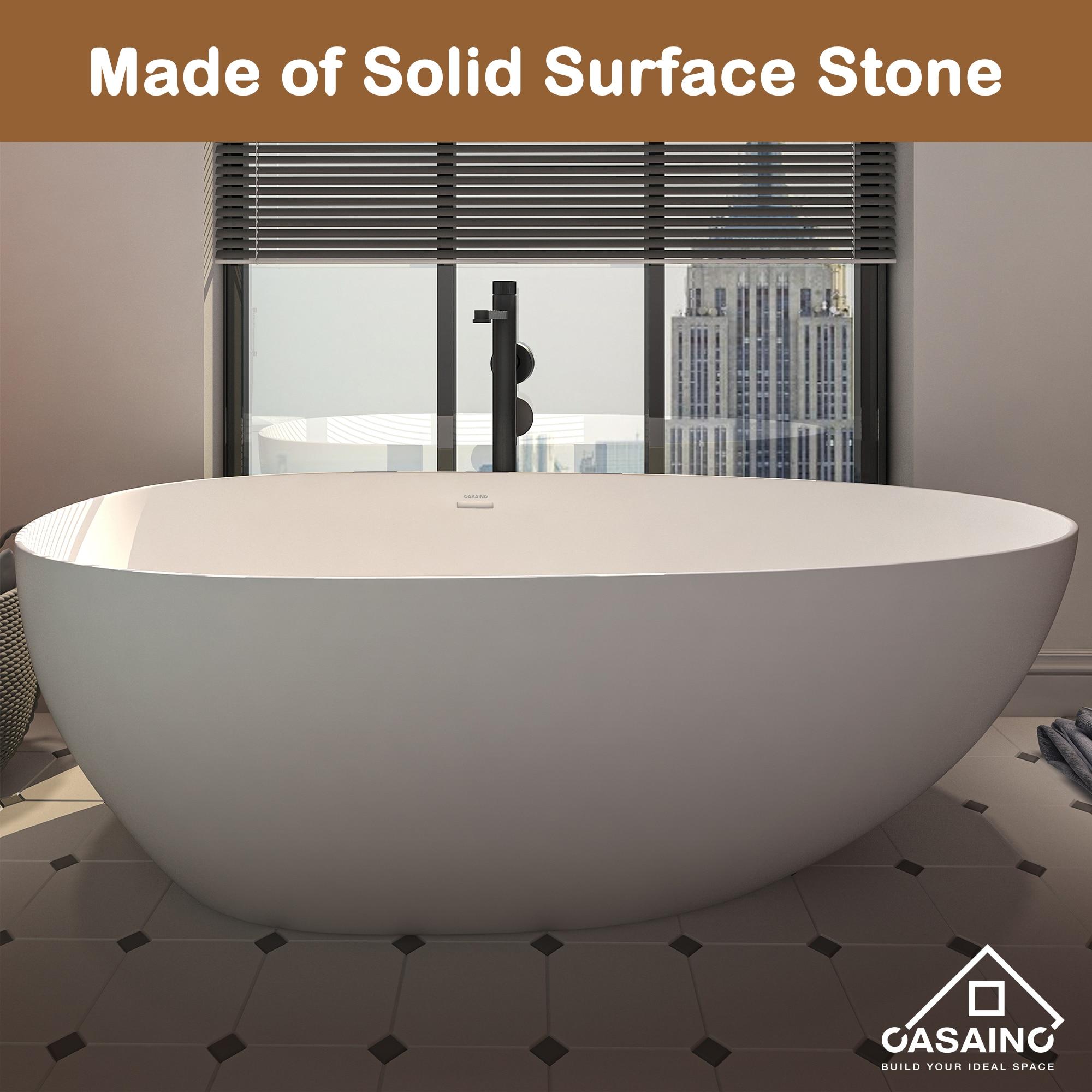 1700Mm White Big Freestanding Stone Solid Surface Bathtub