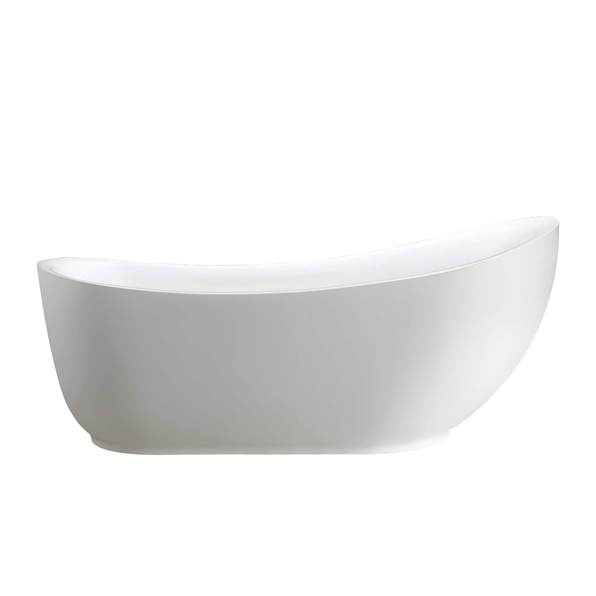 Vanity Art 71" x 34" Acrylic Freestanding Bathtub Contemporary Soaking Tub with Overflow and Pop-Up Drain, VA6512-L