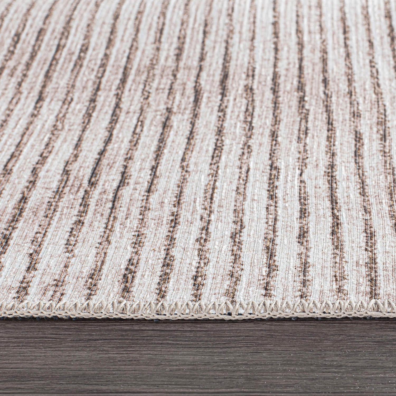 World Rug Gallery Contemporary Distressed Stripe Machine Washable 10'x14' Beige Area Rug