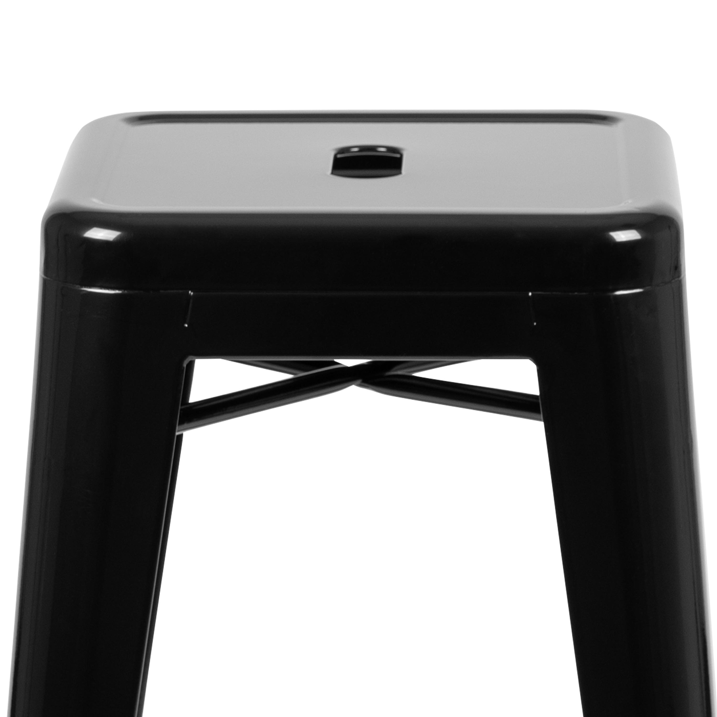 Flash Furniture 30" High Metal Indoor Bar Stool in Black - Stackable Set of 4