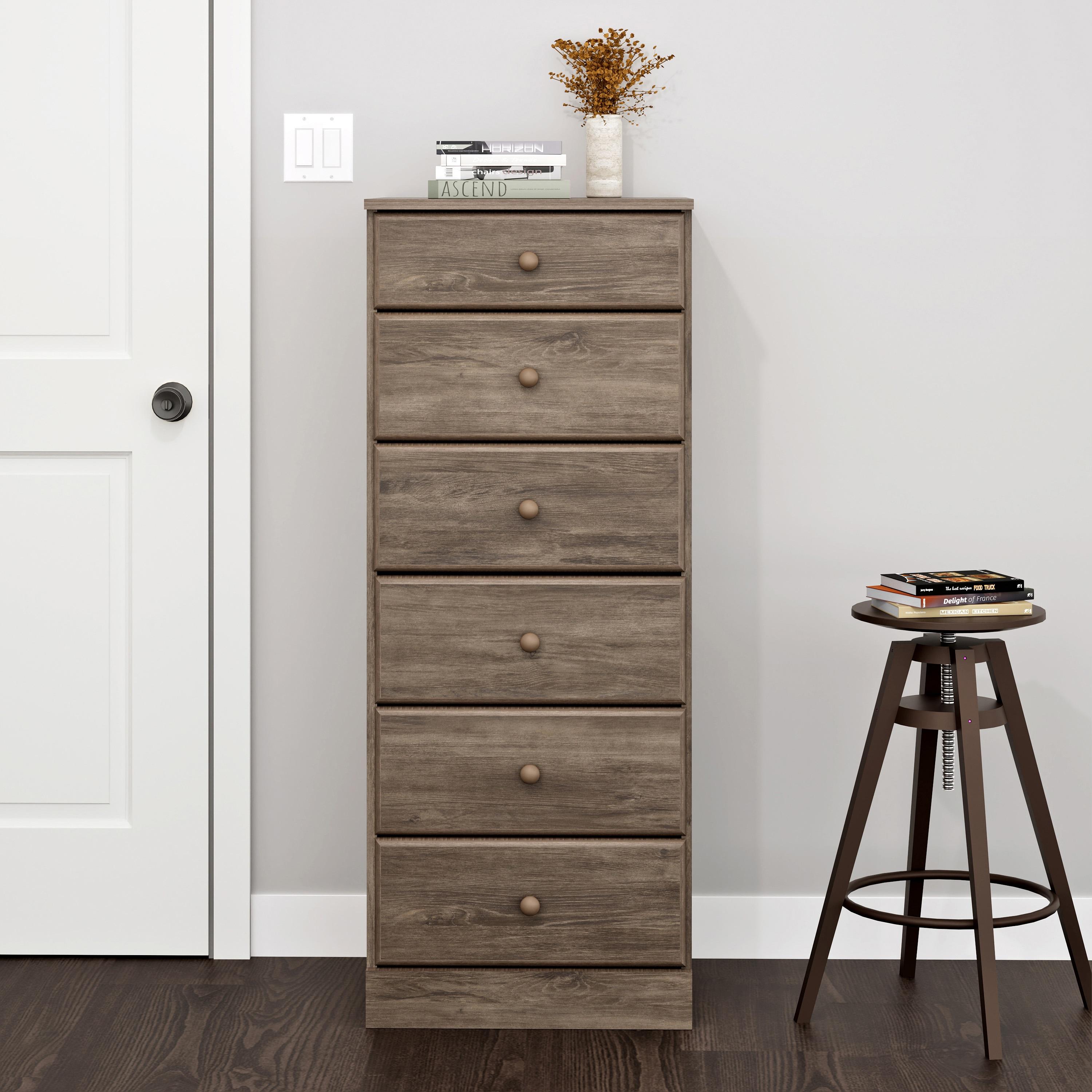 Astrid 6 Drawer Tall Chest Drifted Gray - Prepac: Space-Saving Storage for Small Rooms