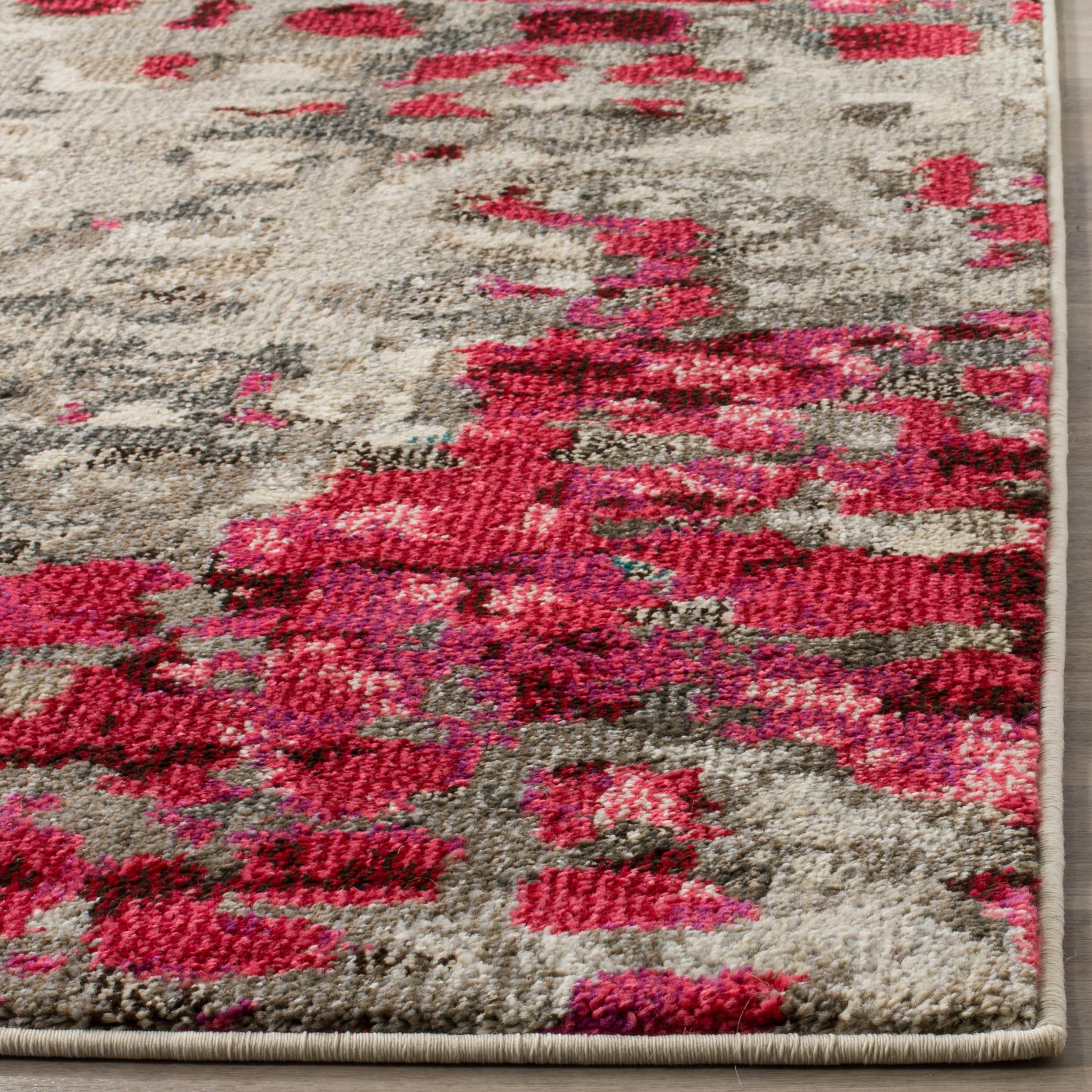 Monaco MNC225 Power Loomed Indoor Area Rug - Grey/Fuchsia - 5'1"x7'7" - Safavieh