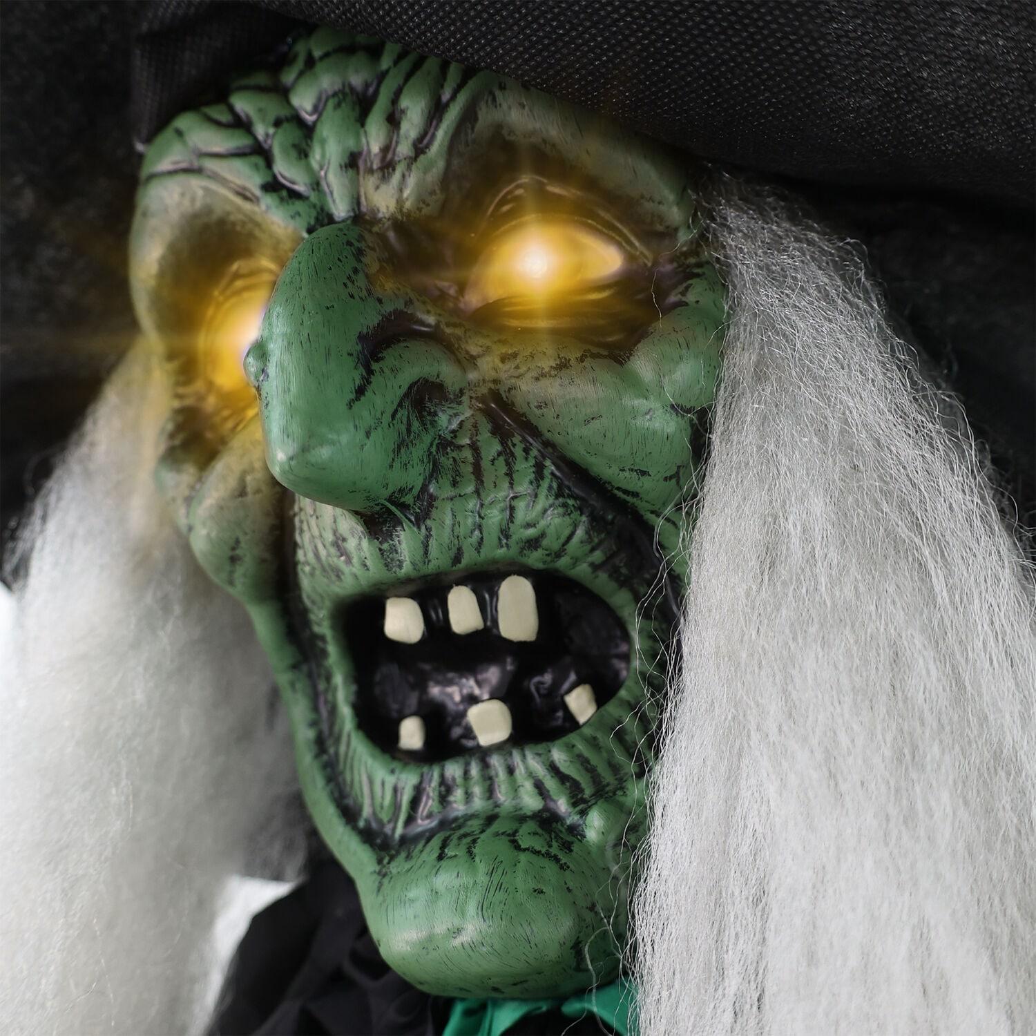 Haunted Hill Farm Lifesize Witch Prop with Lights and Sound, Indoor/Covered Outdoor Halloween Decoration