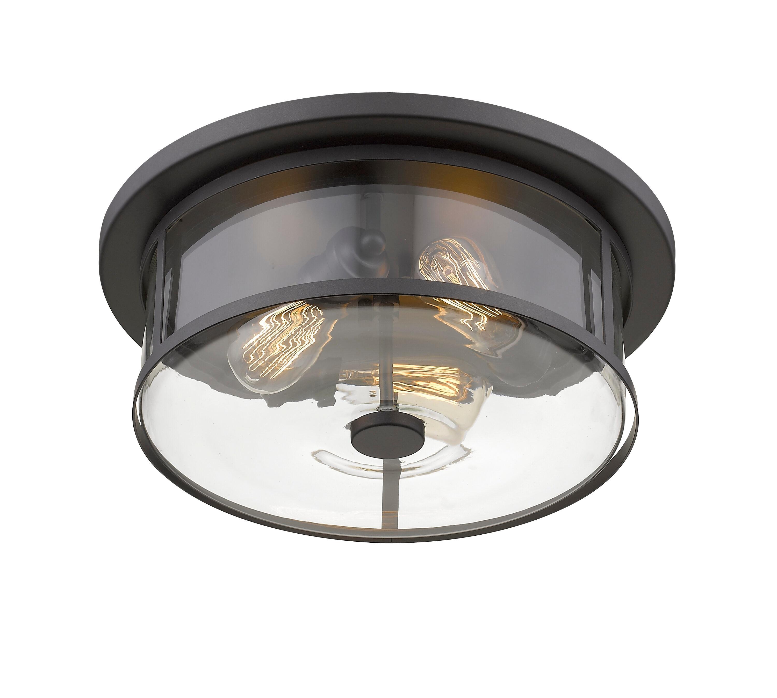 3 Light Flush Mount In Midcentury Style 15.75 Inches Wide By 6.25 Inches High-Bronze Finish-Clear Glass Color Z-Lite 462F16-Brz
