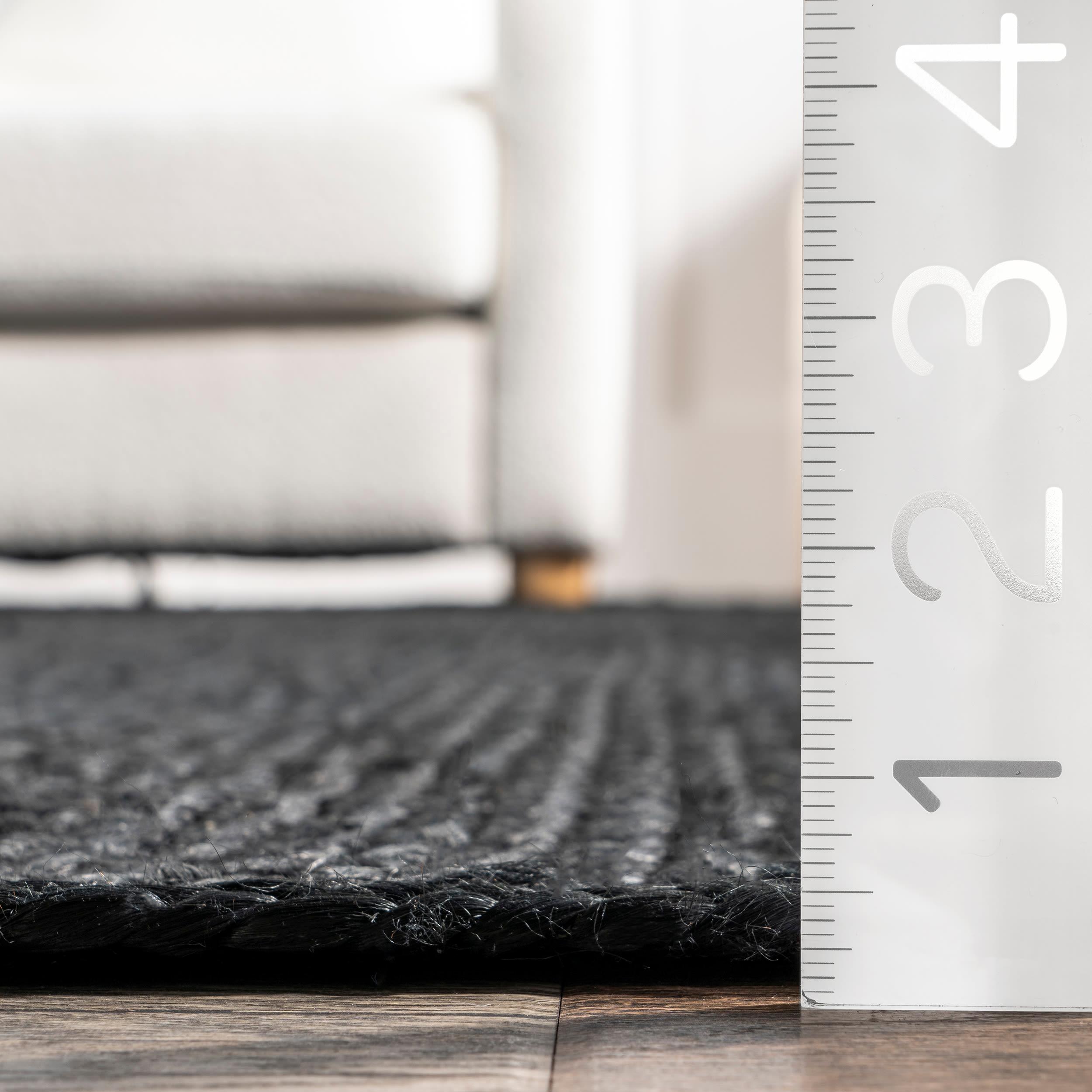 nuLOOM Rigo Hand Woven Jute Black 4' Farmhouse Round Rug