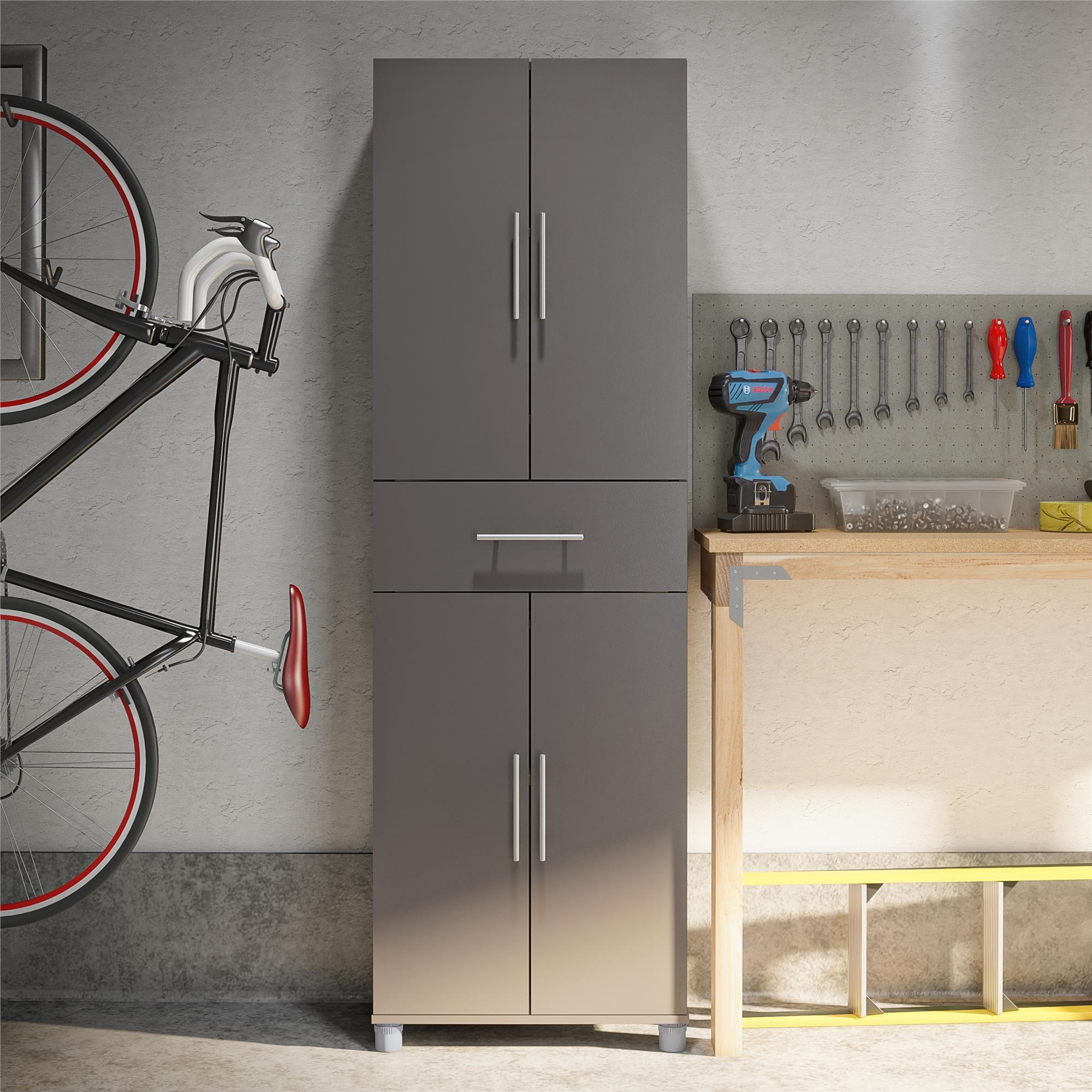 Camberly 4 Door/1 Drawer Storage Cabinet, Graphite Gray