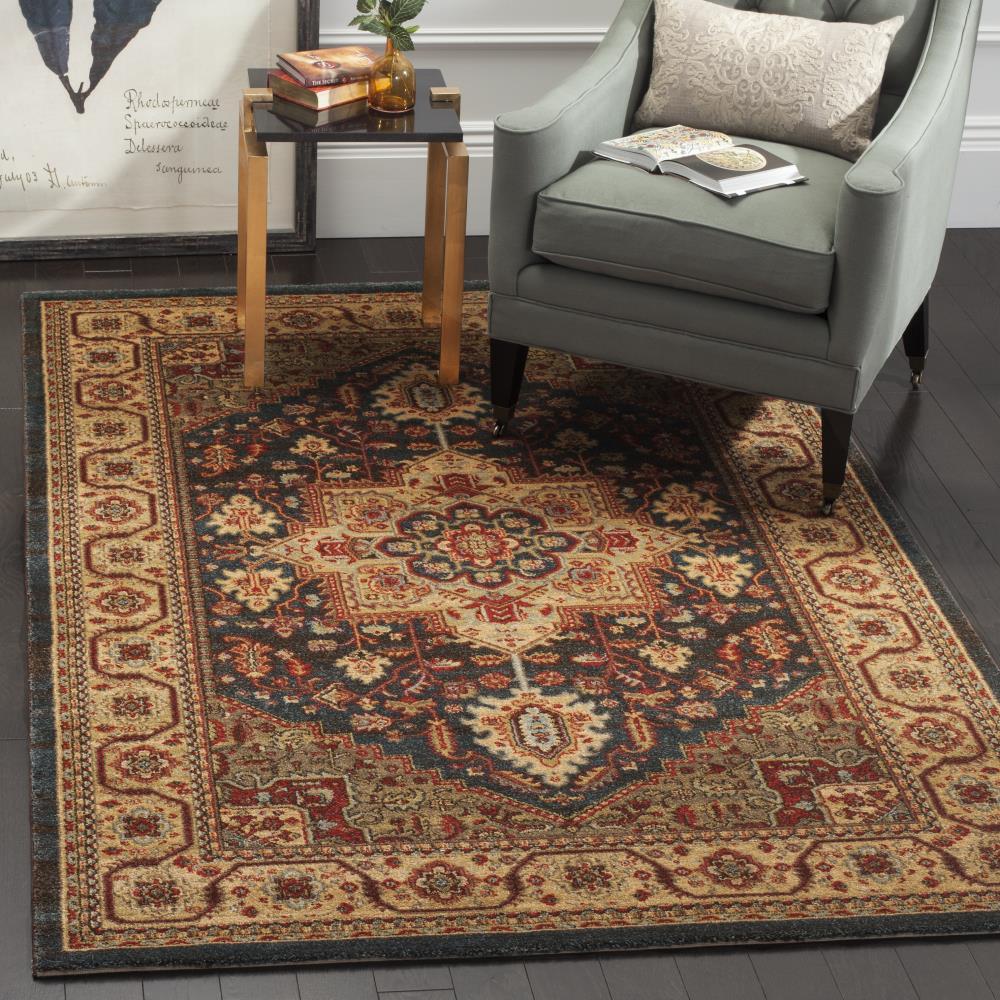 Mahal MAH656 Power Loomed Area Rug - Navy/Natural - 5'1"x7'7" - Safavieh.