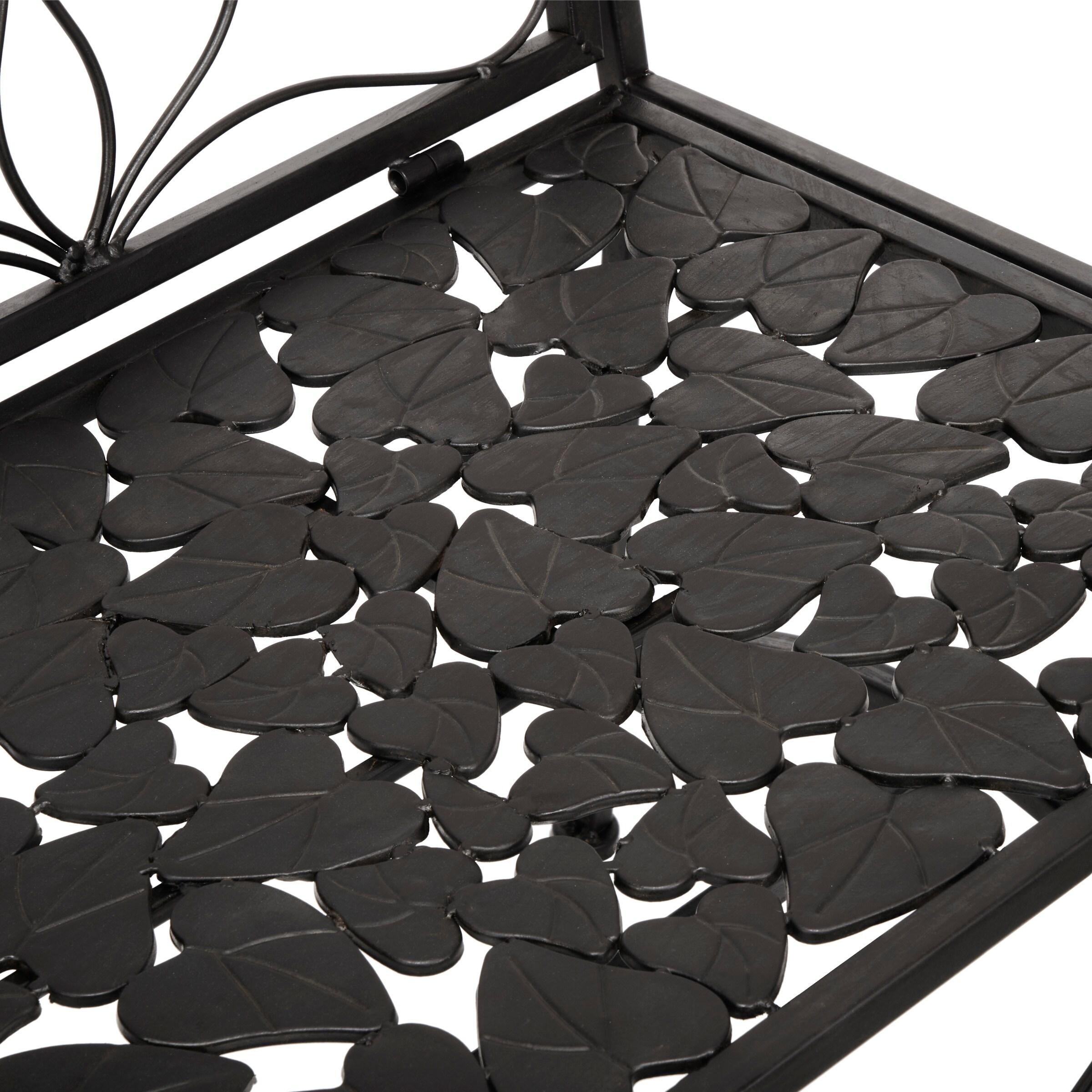 38" x 45" Iron Birds and Leaves Outdoor Garden Bench Brown - Alpine Corporation: Weatherproof, Decorative Yard Seating