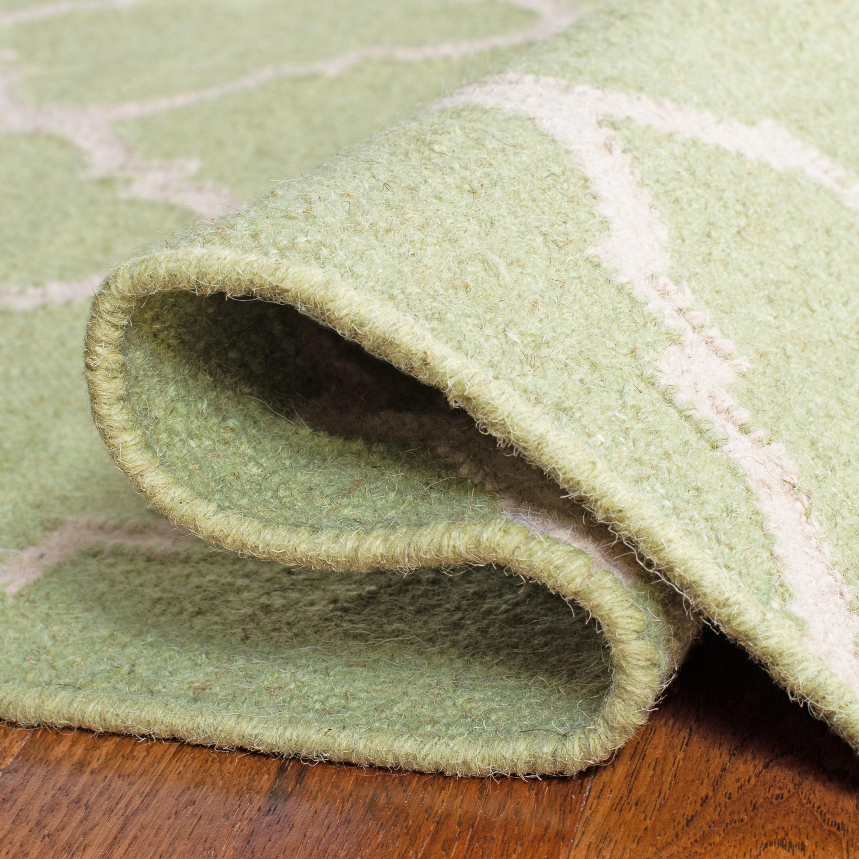Safavieh Dhurries Malina 4 x 6 (ft) Wool Light Green/Ivory Rectangular Indoor Trellis Coastal Area rug