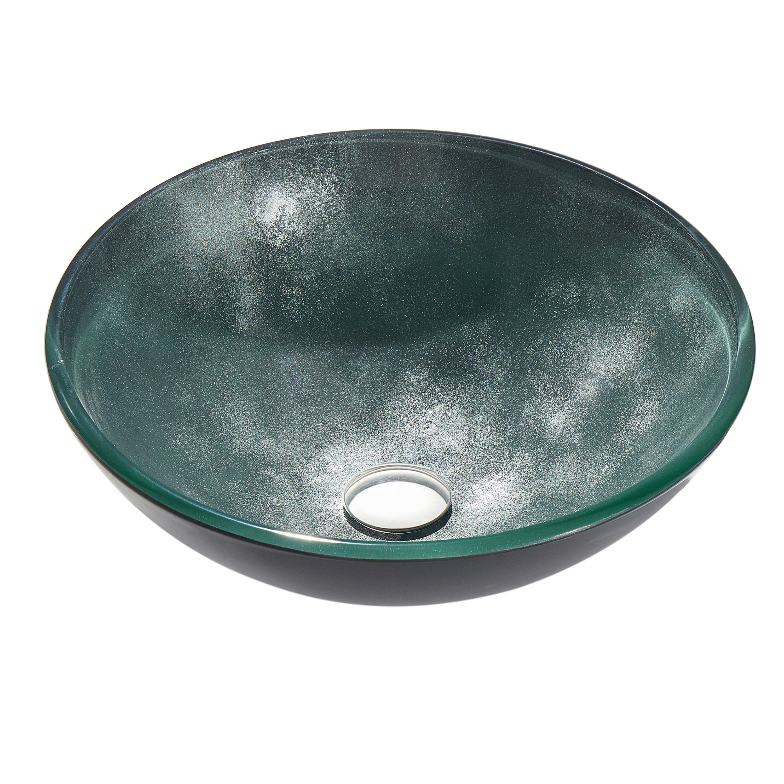 ANZZI Belissima 16.5'' Stellar Gray Glass Circular Bathroom Sink